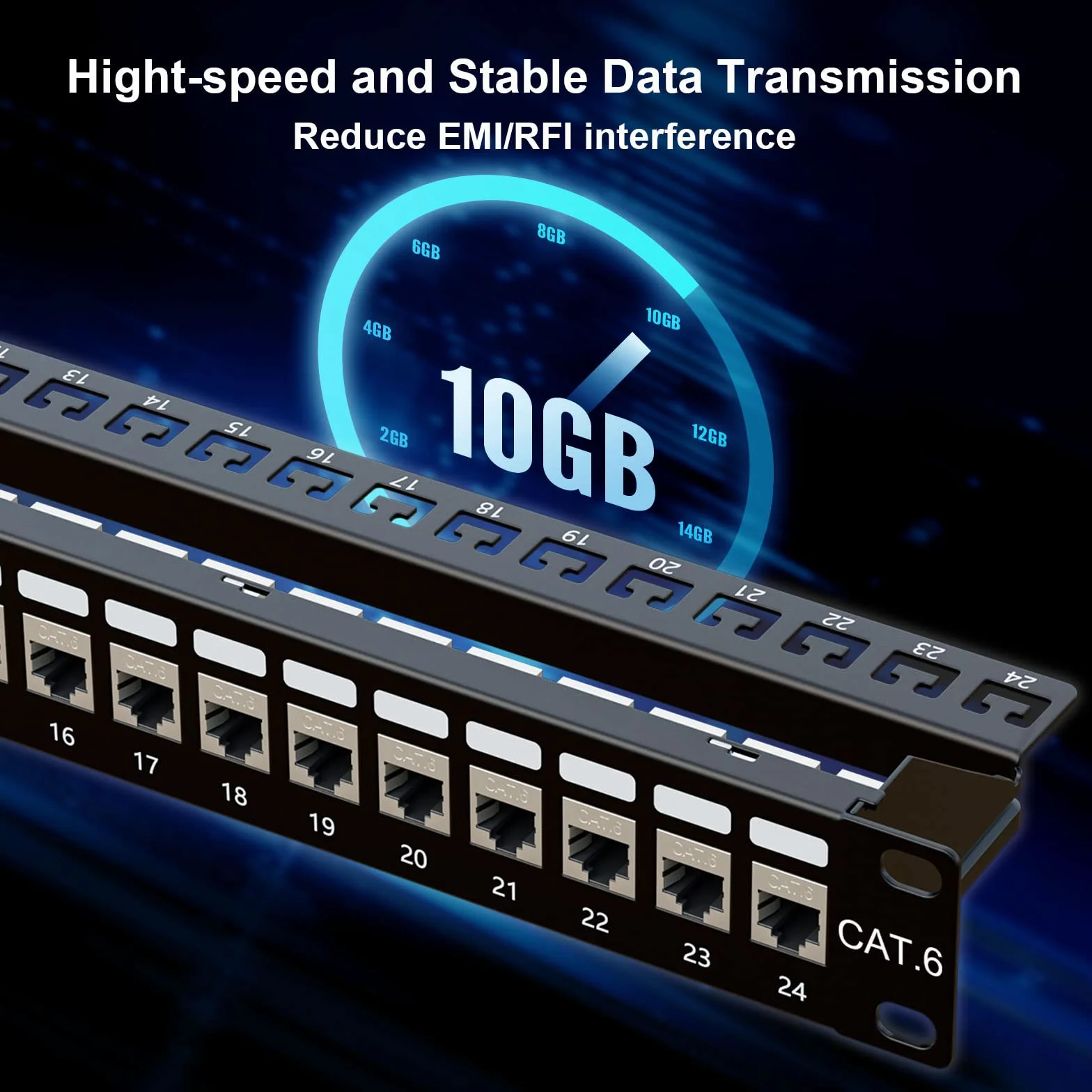 iwillink Panel de conexión 24 Puertos 10 Gbps RJ45 Cat6 STP 19 Pulgadas 1U