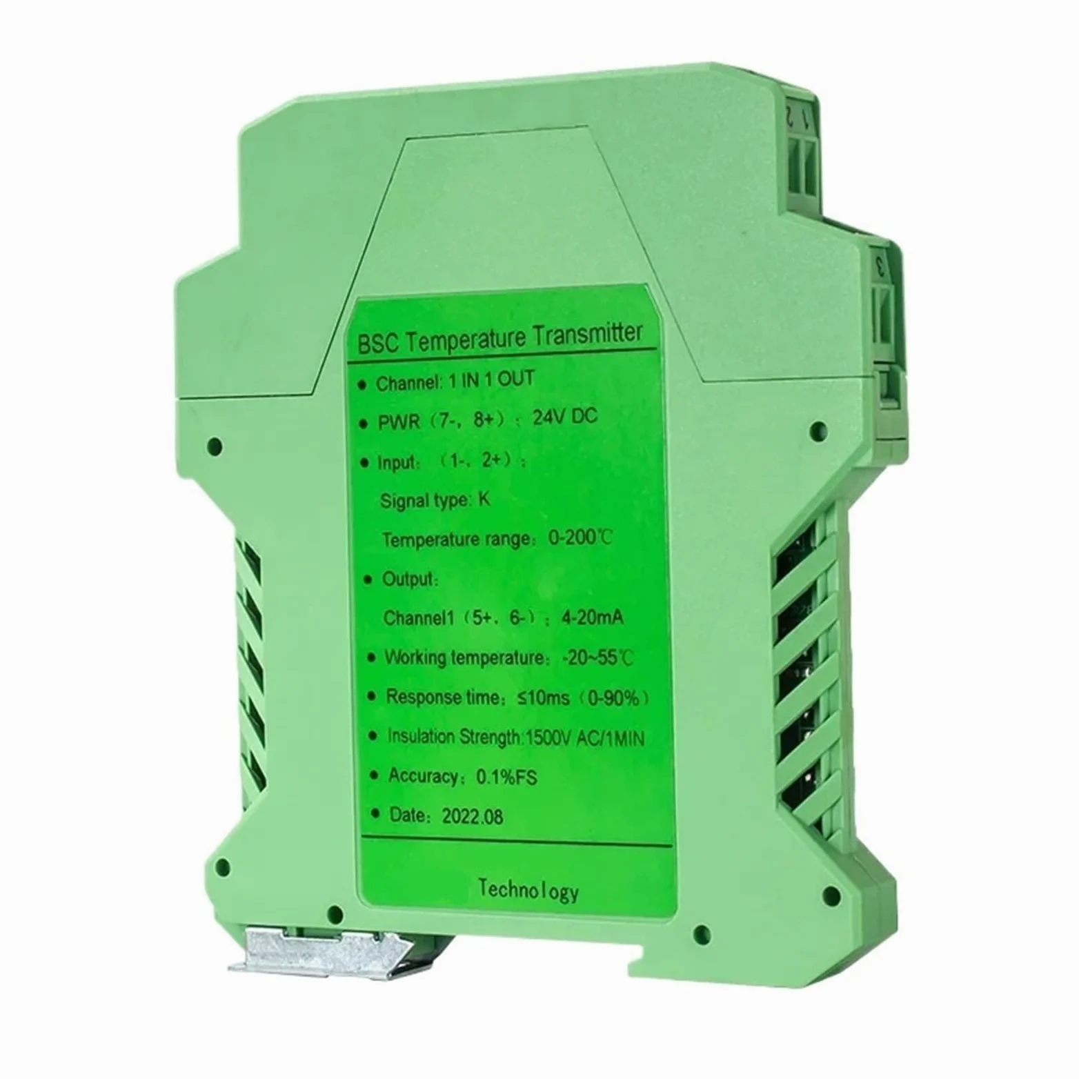 COKYIS Módulo transmisor de Temperatura de termopar Tipo K con 1 Entrada y 2 Salidas en Carril DIN, 0-1300 ℃, 4 20 mA, 0-5 V, 10 V de Salida(K 0-1300 RS485)