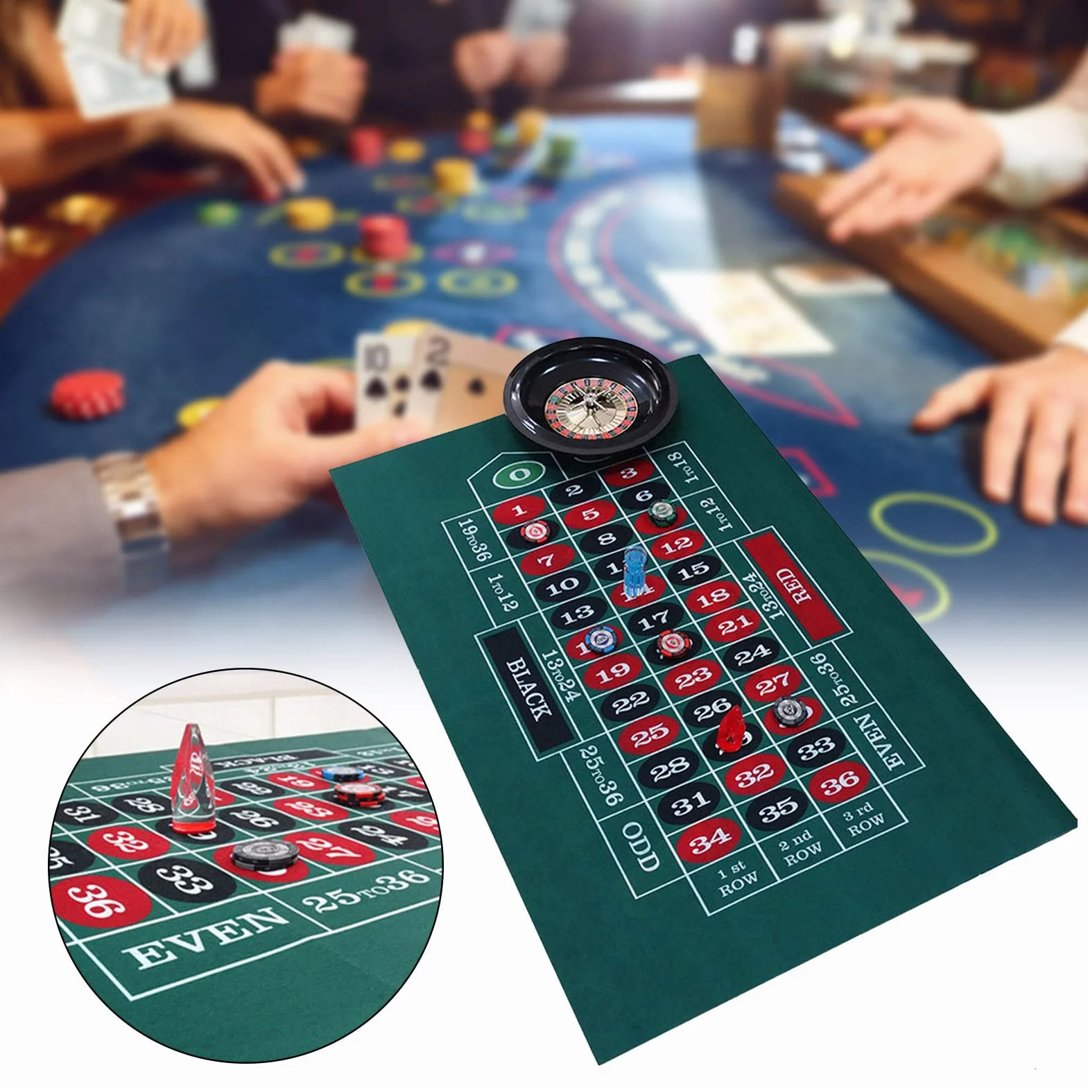 Tapete de Póquer Doble Cara 60x90 cm – Fieltro Ruleta Black Jack Casino Poker Texas Holdem