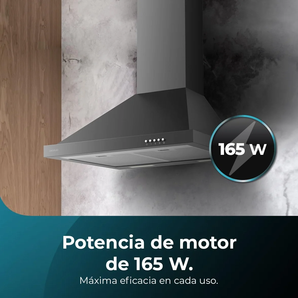 Cecotec Campana Extractora 60 cm Piramidal Bolero Flux PM 606500 Black 165W Inox 650m3/h