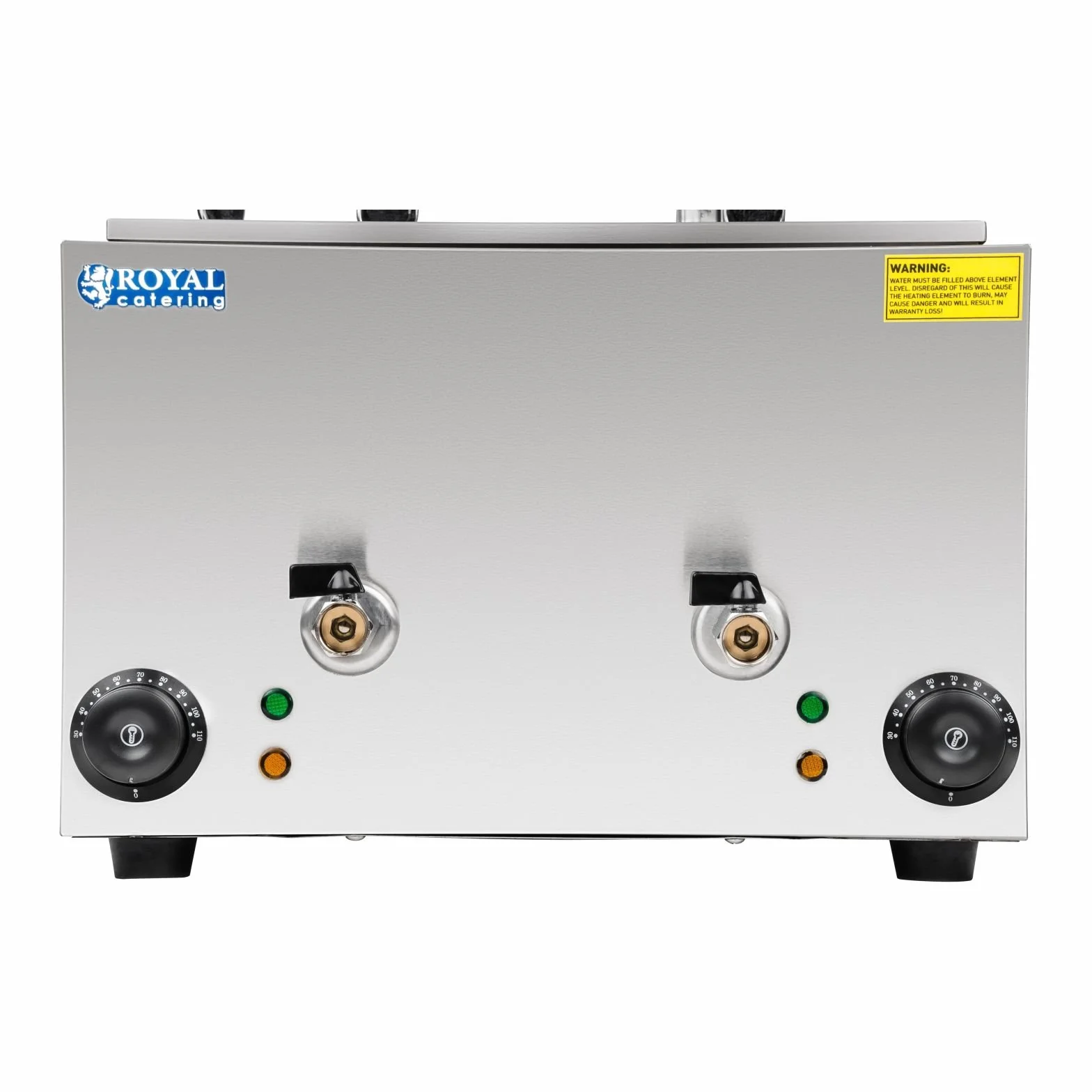 Royal Catering RCNK-4 - Cocedor de pasta eléctrico (4 L, 4 cestas, 2 x 1500 W, 230 V, grifo de drenaje, acero inoxidable)