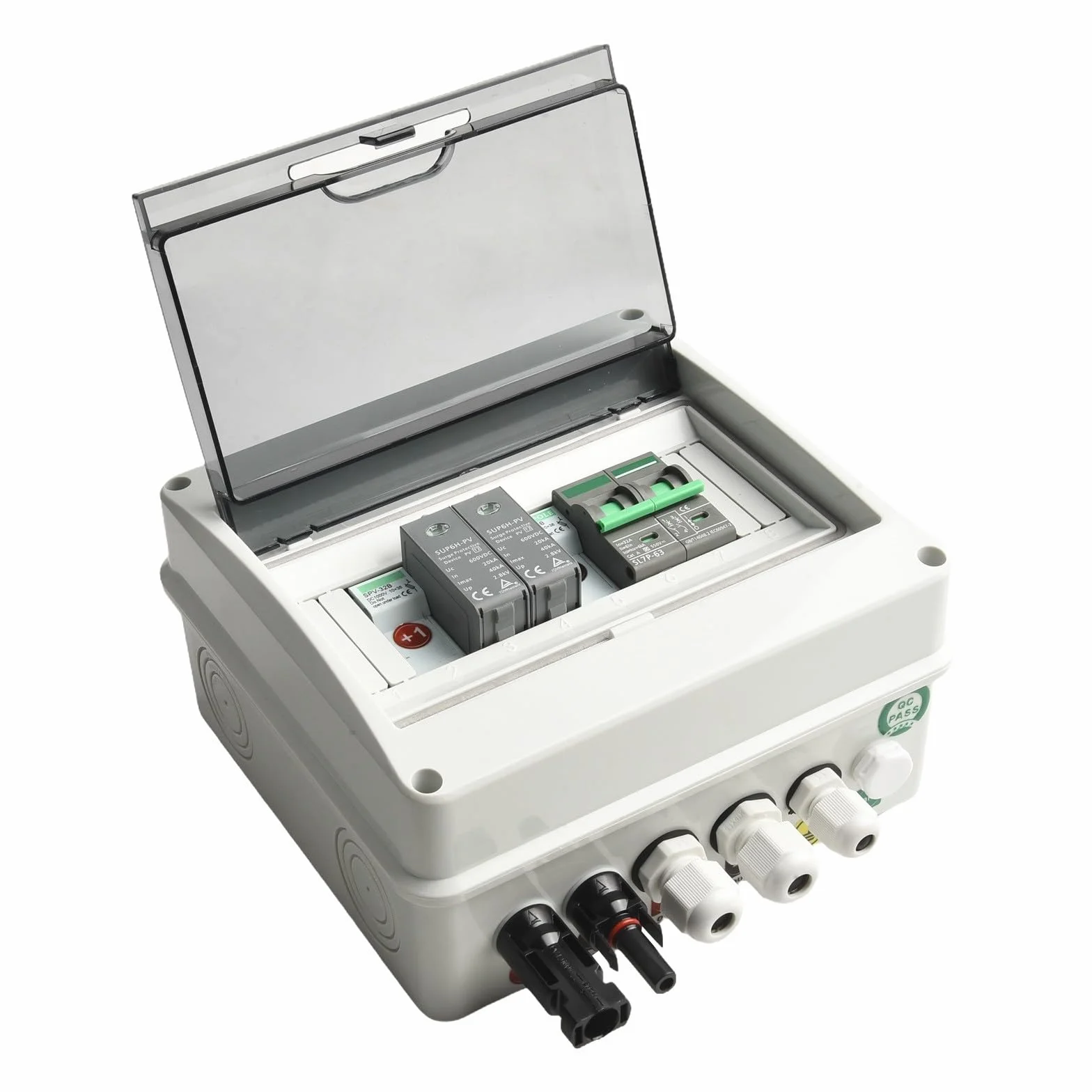 Caja solar del combinador del picovoltaico, 550V 1 en 1 hacia fuera combinador impermeable de la secuencia de DC de IP65 con la protección del sobrevoltaje para el panel solar residencial