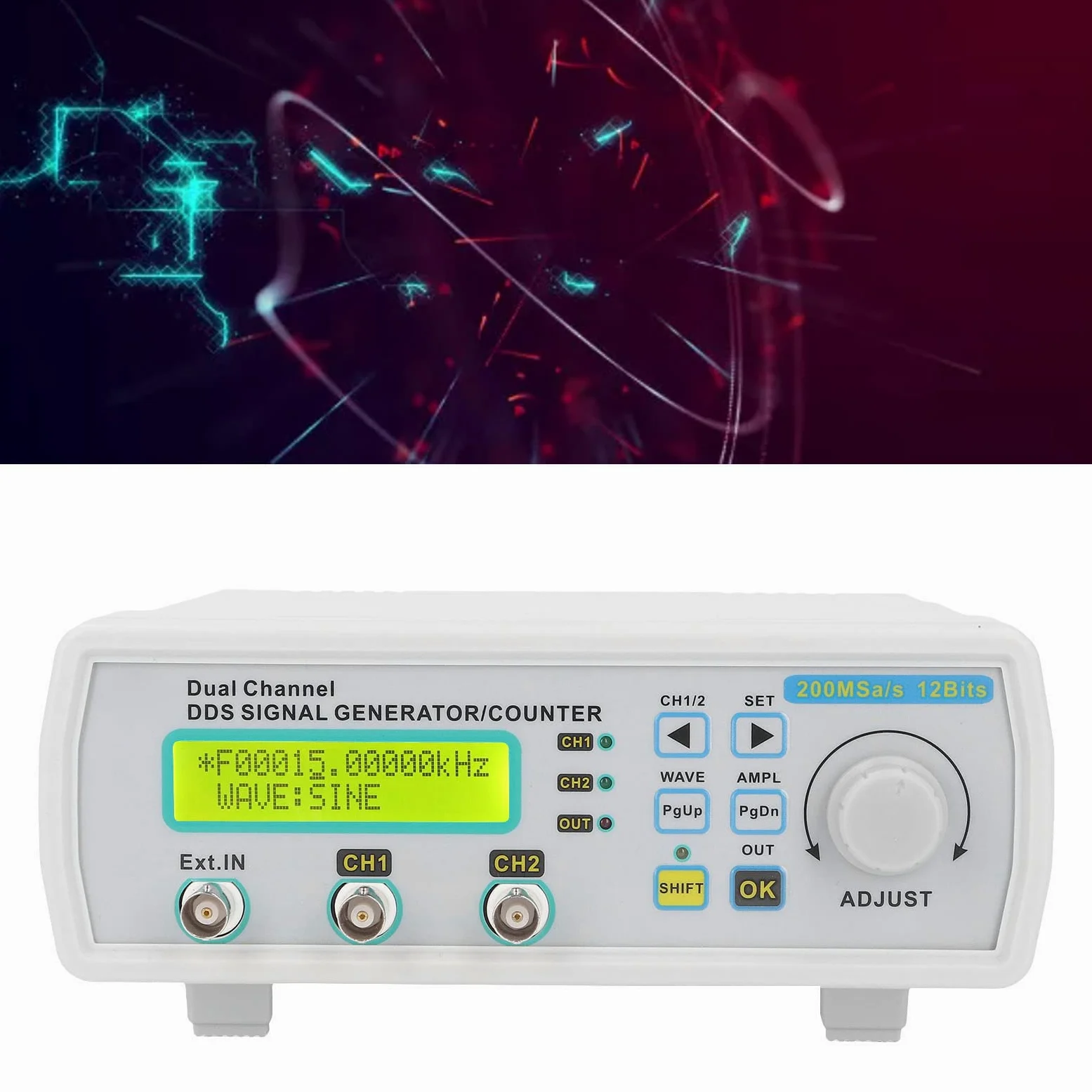 Generador de Señal DDS Actualizado Contador Generador de Función de Forma de Onda Arbitraria de Doble Canal 0-6MHz 200MSA/s