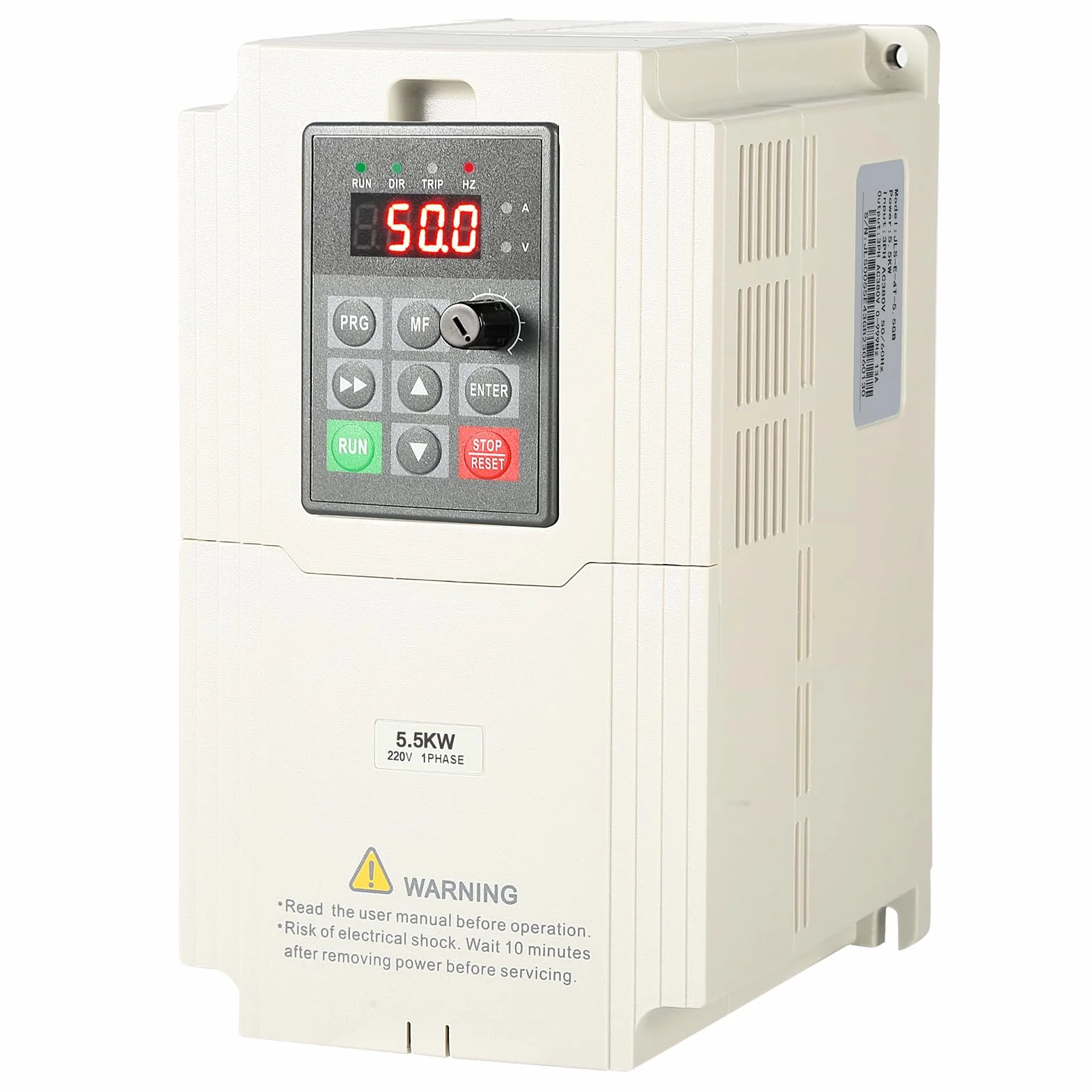 Jadeshay Variador de Frecuencia VFD 5,5 kW 7,5HP 25A 0-999Hz con Entrada Monofásica 220V Salida Trifásica 220V Control de Velocidad Enfriamiento Rápido para Motor de Maquinaria