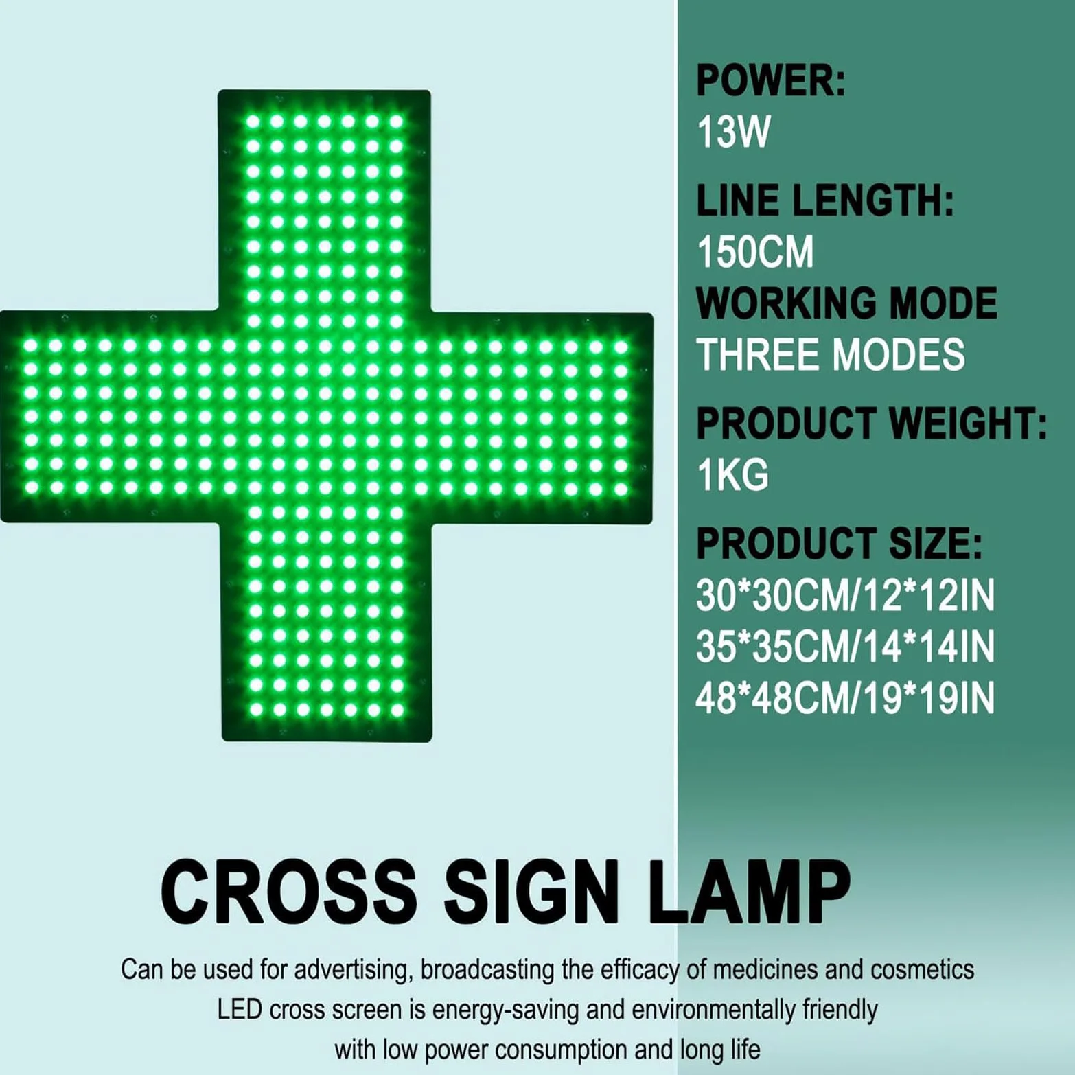 Lámpara Cruz Interior De Farmacia, Cartel Cruz Neón LED Clínica | Con Interruptor De Tirón & 3 Modos De Iluminación, Luz LED Vívida, Para Tienda, Escaparate, Clínica, Farmacia(30*30cm)