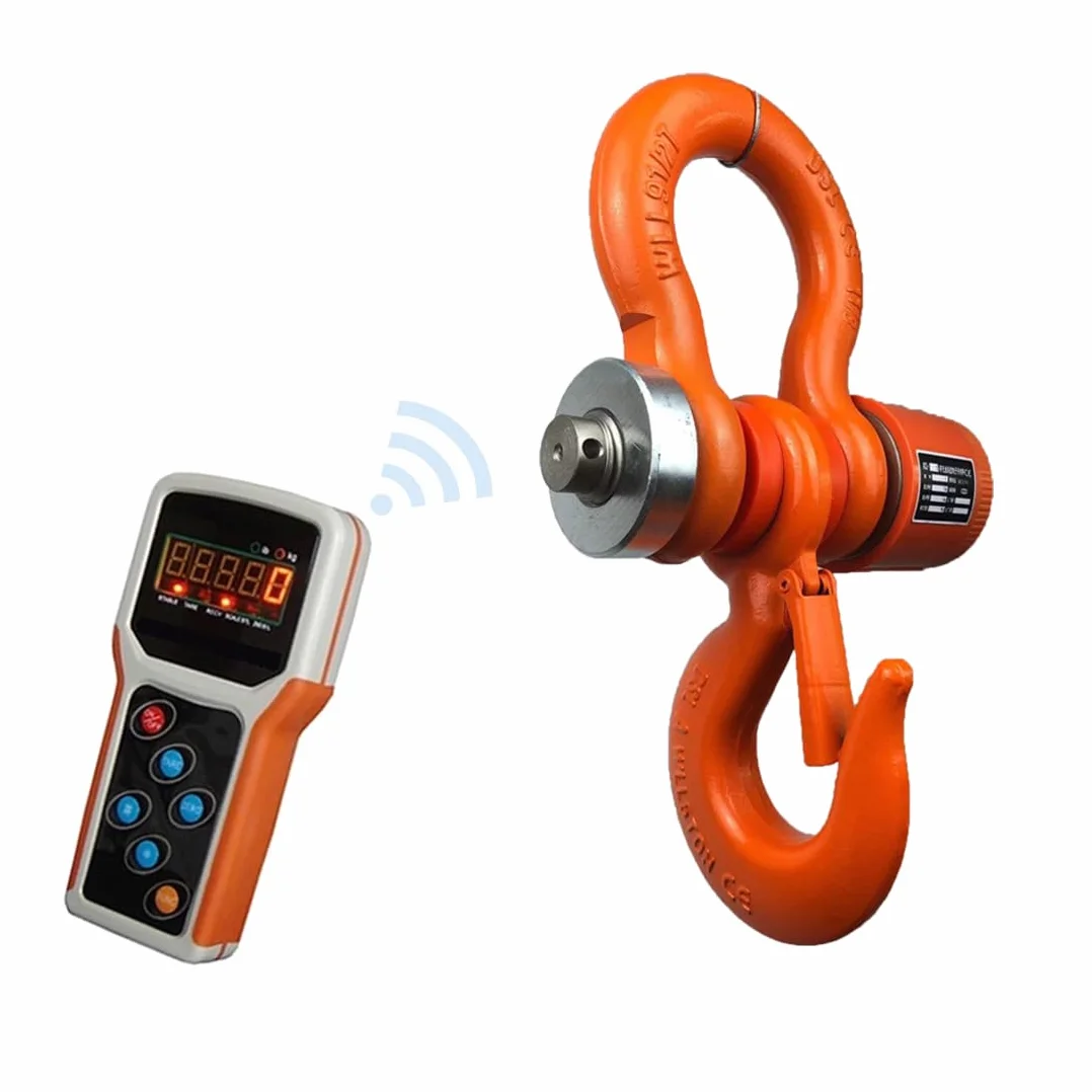 Báscula digital de grúa de 10 toneladas/22000 libras, báscula industrial colgante resistente de 10000 kg con indicador de mano inalámbrico, naranja