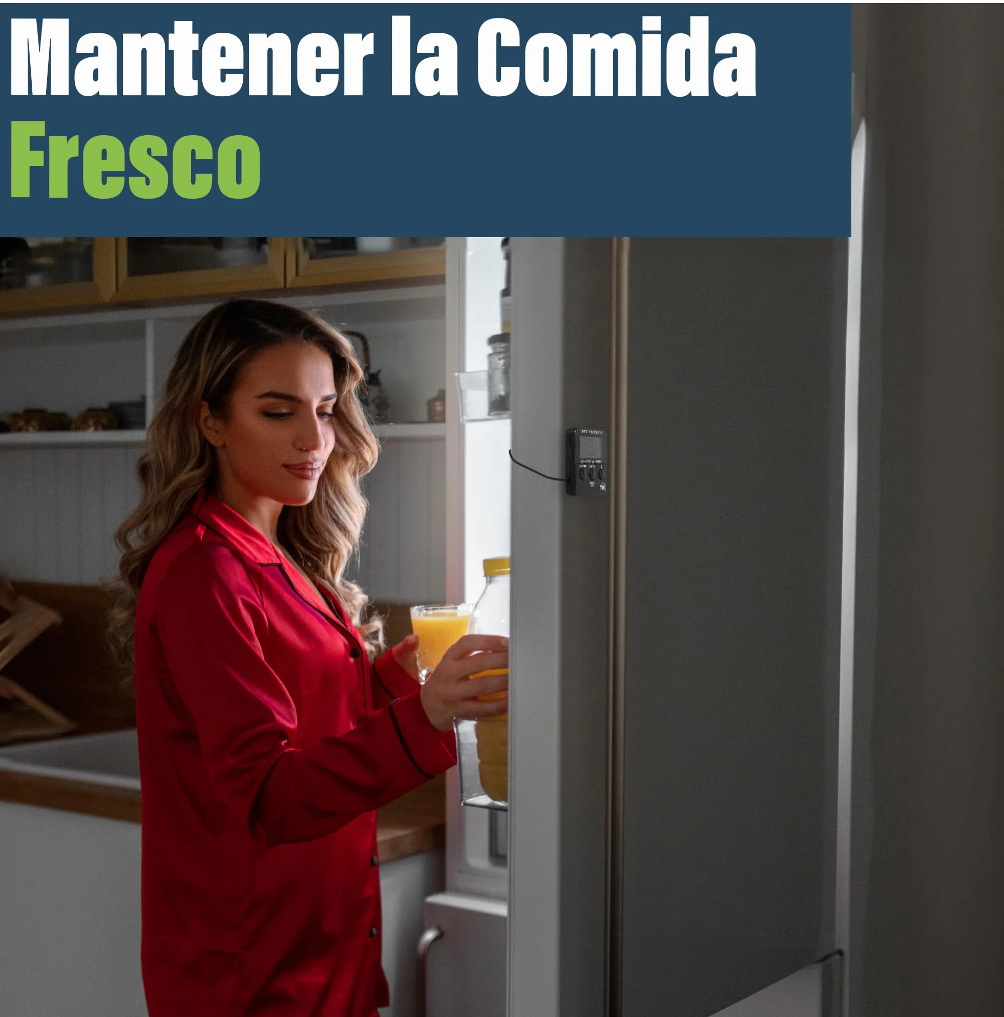 Termómetro Digital para Refrigerador con Alarma de Temperatura Máxima y Mínima