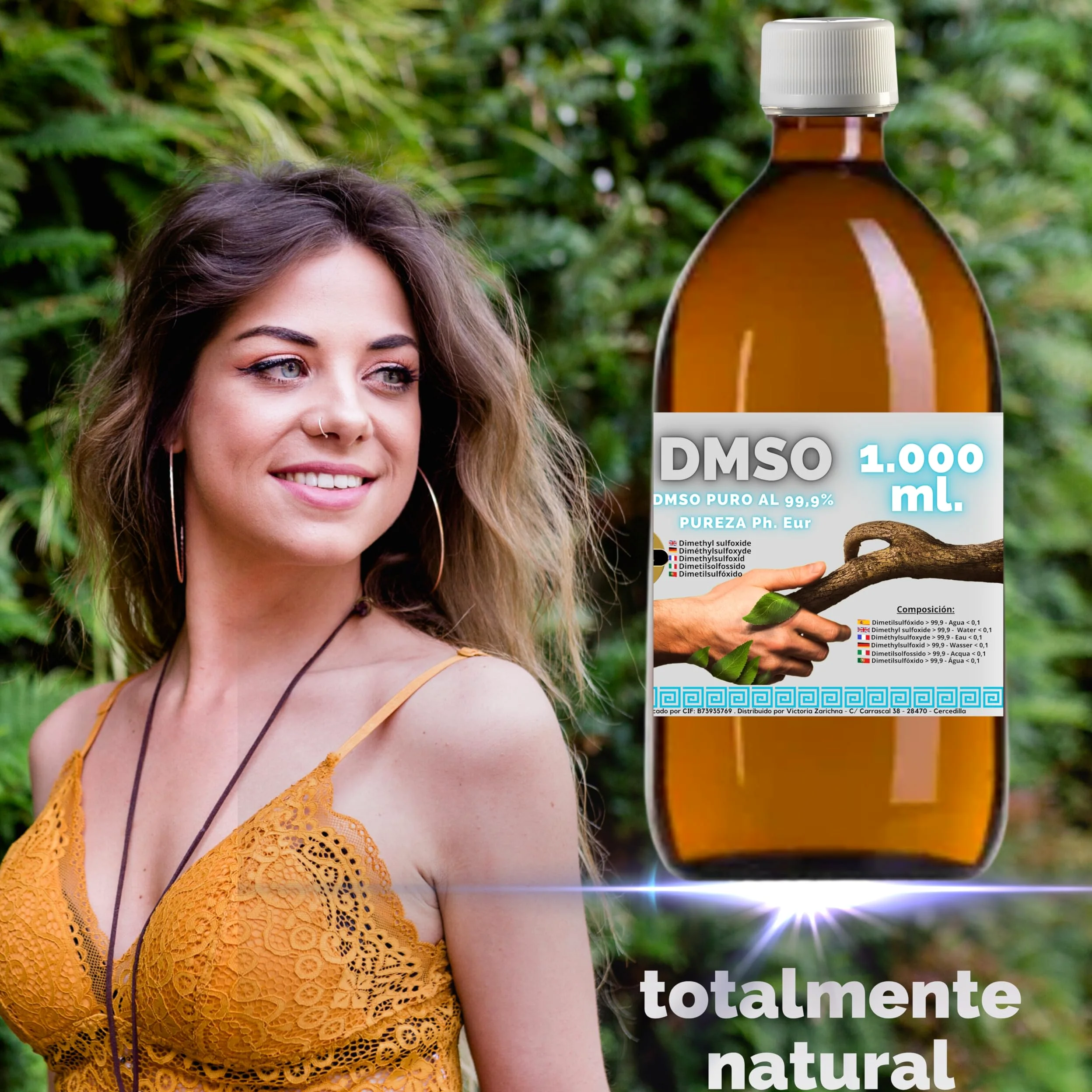DMSO Dimetilsulfóxido 99,9% Pureza | Pack 2 x 1000 ml | Máxima Pureza | Frascos Ámbar de Laboratorio con Precinto de Seguridad | Incluye Accesorios de Dosificación