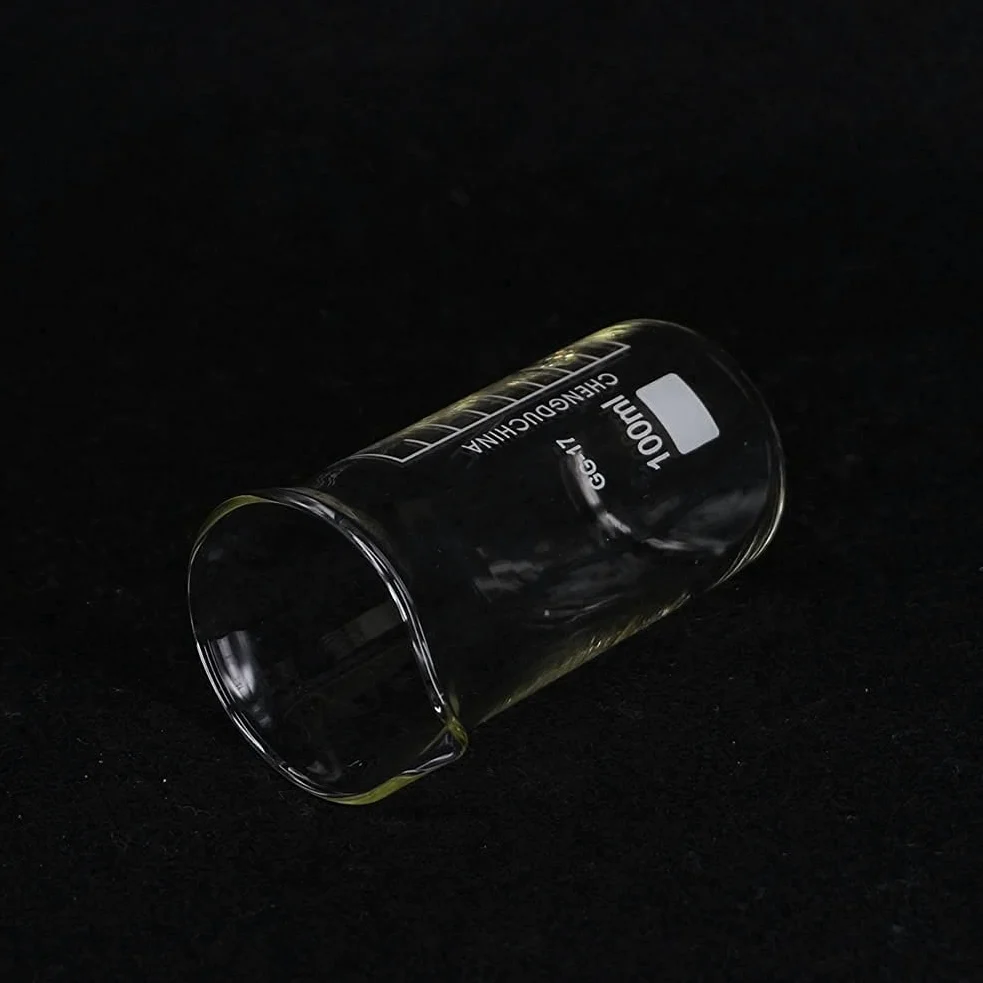 Vaso de vidrio graduado de borosilicato de 100 ml vaso medidor de vidrio de alta forma equipo de laboratorio