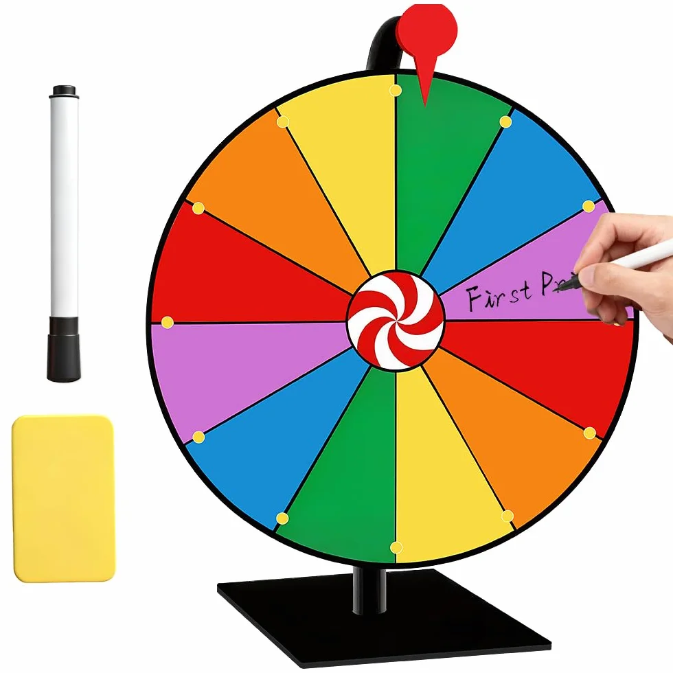 Ruleta Giratoria 30 cm 12 Ranuras Rueda de la Fortuna Antideslizante para Fiestas