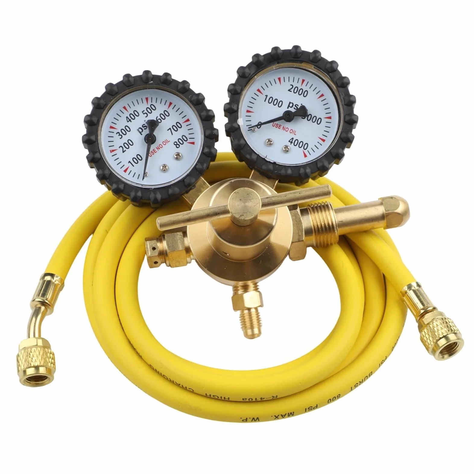 Regulador de nitrógeno de latón de alta presión G5/8 y CGA580 con manguera de 2 m, entrada de 1 a 200 bar, salida de 1 a 60 bar, flujo de 25 m3/h para uso en laboratorio industrial