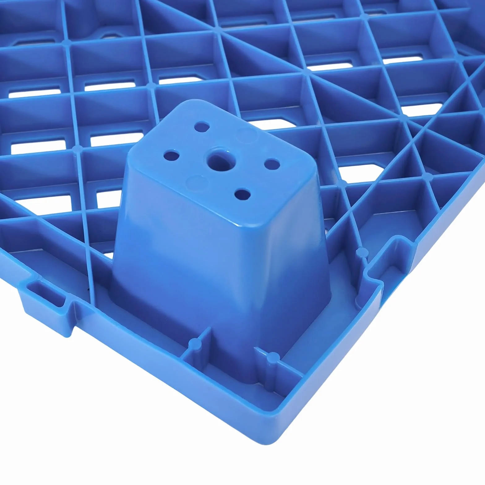 Juego de 6 paletas de plástico, 60 x 40 x 10 cm, apilables, ligeras, con base estriada y conexión a presión, para almacén, logística, exterior, cocina, trastero, hasta 100 kg (azul)
