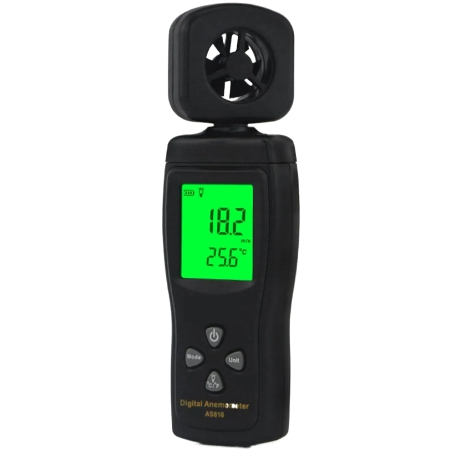 Anemómetro digital AS816, medidor de velocidad del viento y caudal de aire, 0,3-30 m/s