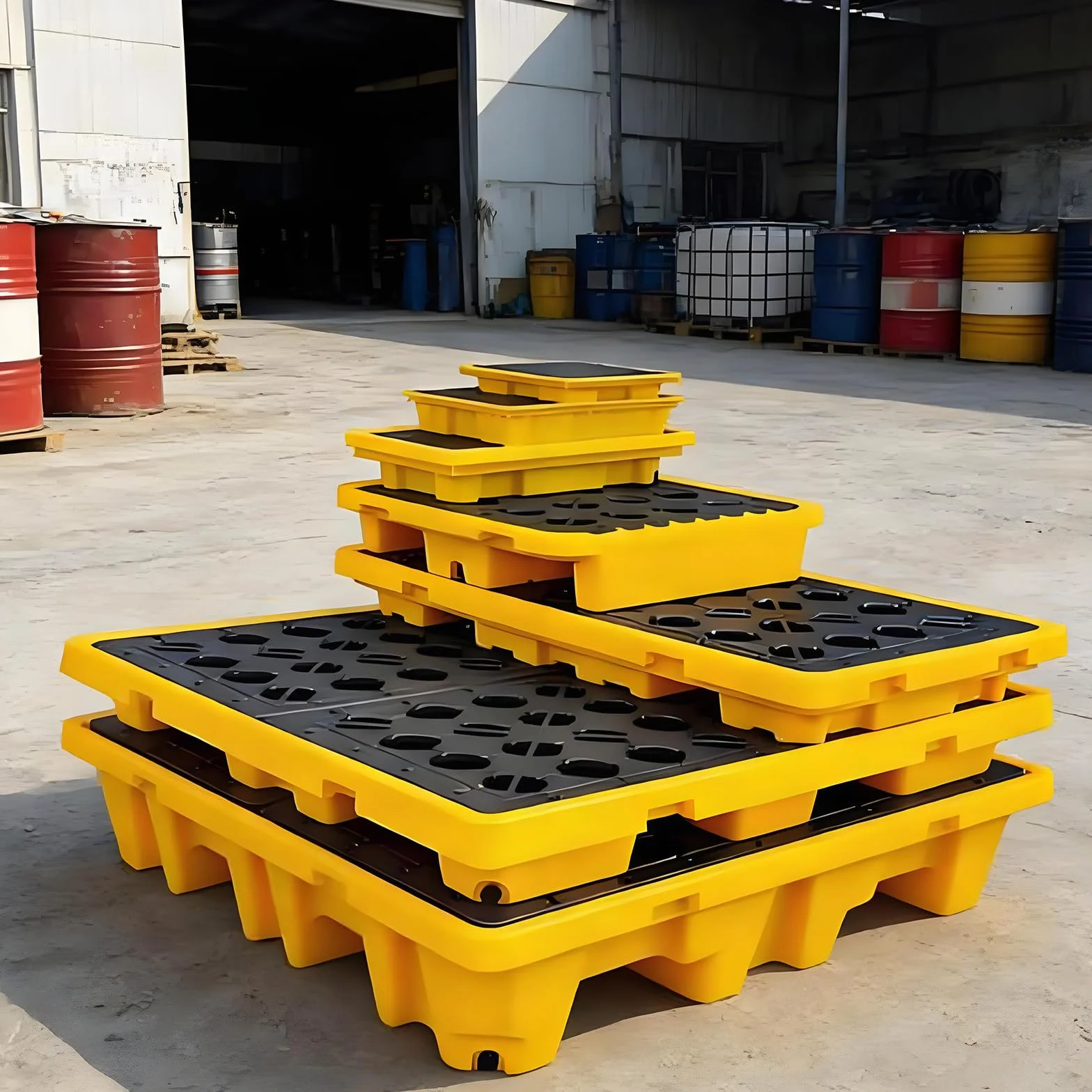 Palés industriales, Bandeja de contención de derrames - Palé Modular de Alta Resistencia para la prevención de Fugas - para Tanques de Aceite y líquidos - Dimensiones: 120 x 60 x 10 cm