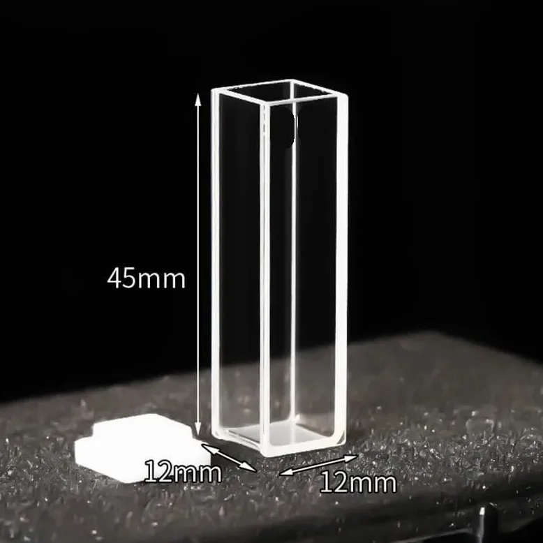 Celda de cubeta de vidrio de 3,5 ml con tecnología de sinterización de frita: longitud de paso de 10 mm, vidrio óptico, resistencia a altas temperaturas(Glue bonding)
