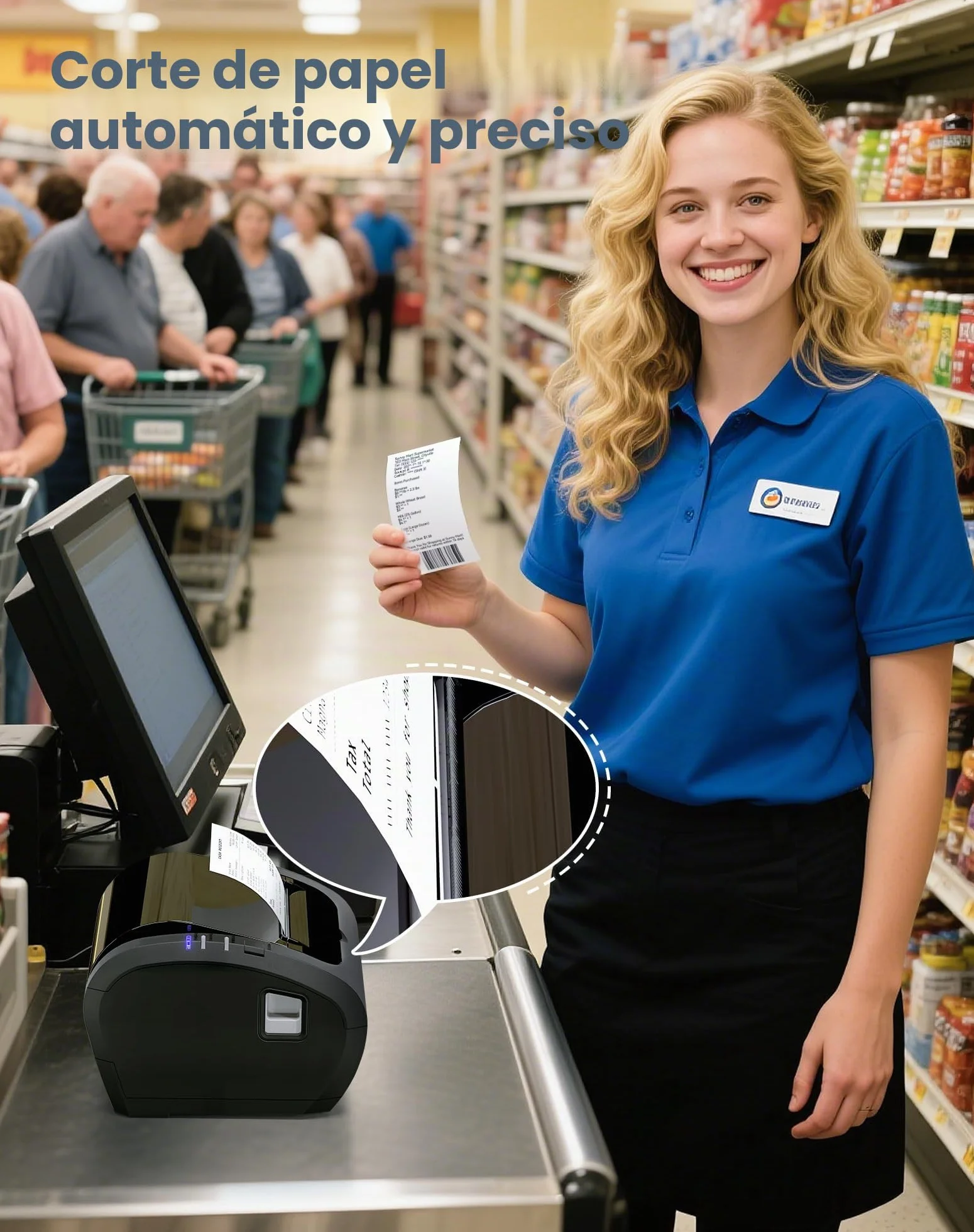 vretti Impresora de Recibo Térmica, Tikitera 80mm con Cortador de Velocidad Alta de 300 mm/s ESC/POS USB/Serial/LAN Compatible con Windows/Mac