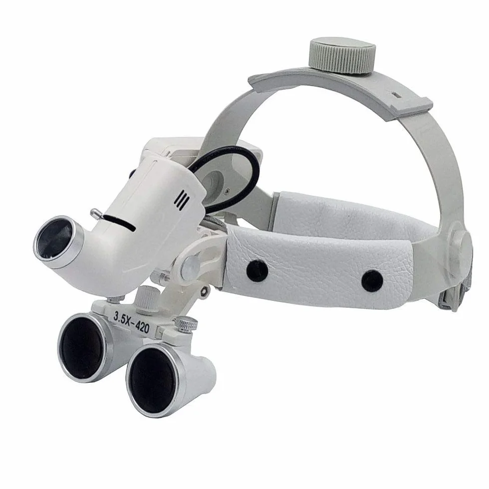 Lupa Binocular Dental Quirúrgica con Faro LED 3.5x 280-380 mm