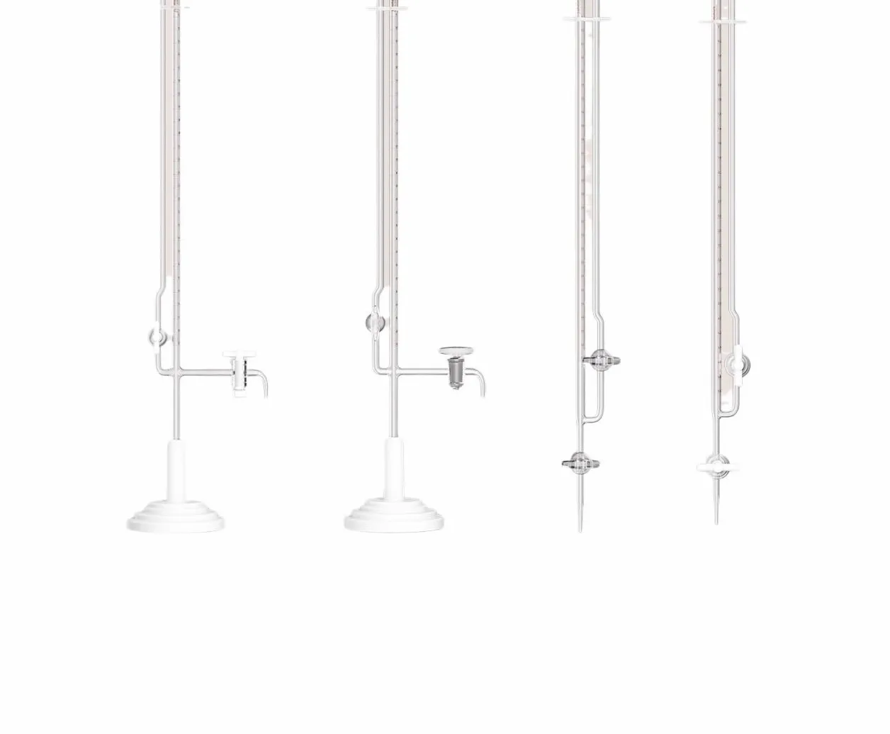 Set de Micro-Bureta Clase A - Vidrio Borosilicato, Llave PTFE, Titulación de Alta Precisión con Soporte(1ml Glass piston-With base)