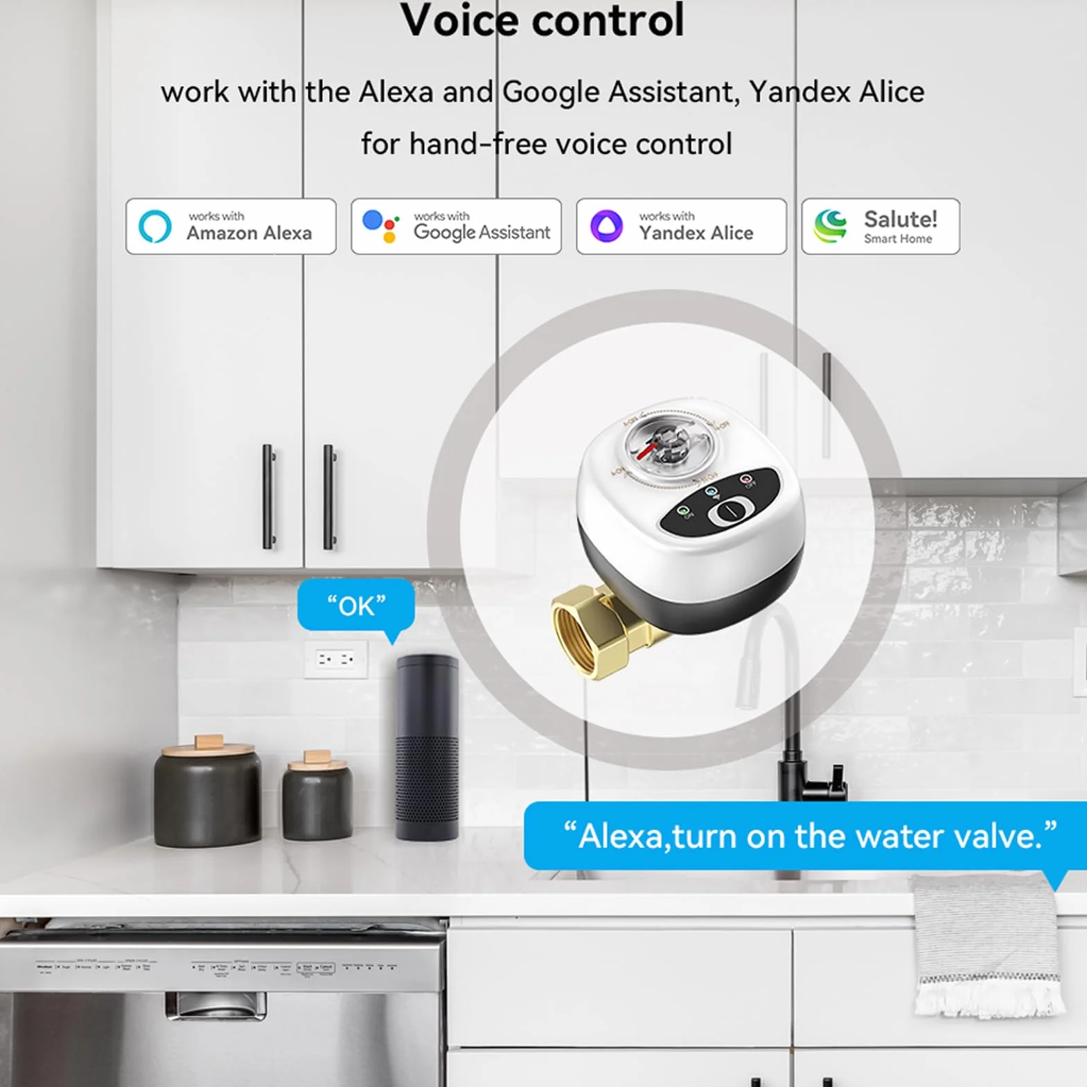 Válvula de agua EWeLink ZigBee, interruptor automático, válvula de bola inteligente, impermeable IP65, control remoto inalámbrico por aplicación, compatible con, asistente y saludo