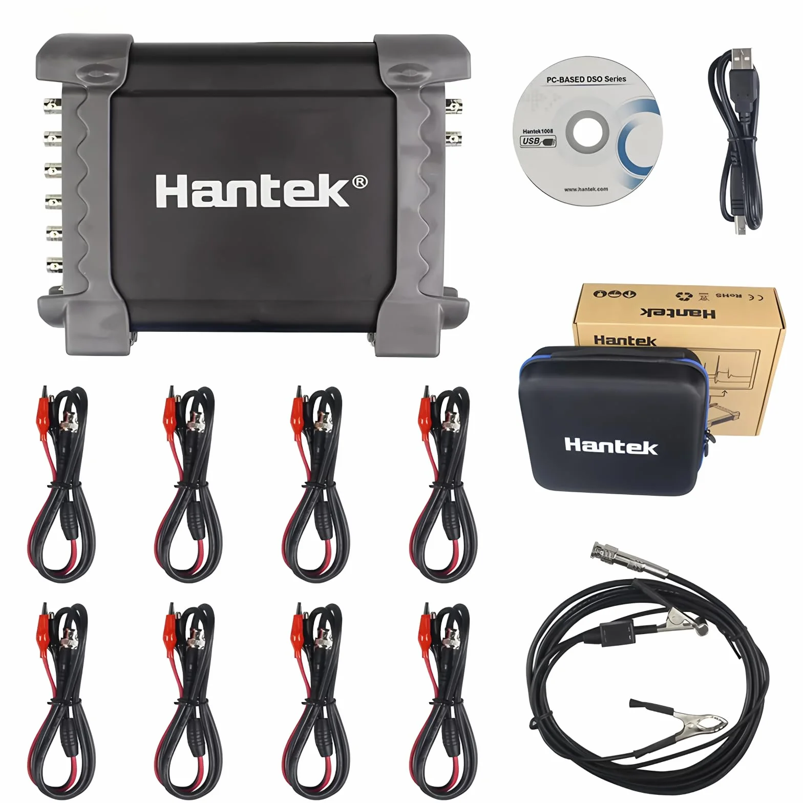 Hantek 1008C 8CH PC USB de diagnóstico automotriz DAQ programa multifunción generador osciloscopio