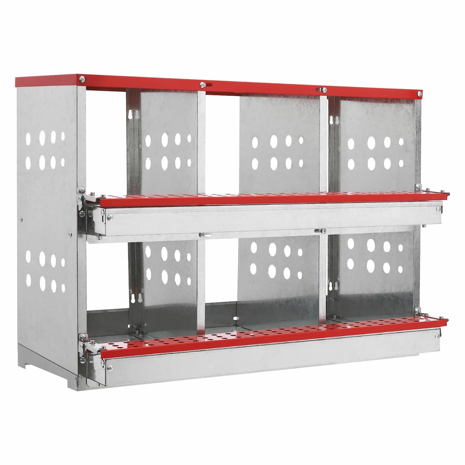 6 nidos para pollos, chapa galvanizada, 89 x 42 x 18 cm, con orificios de ventilación, para uso doméstico, granjas y grandes criaderos