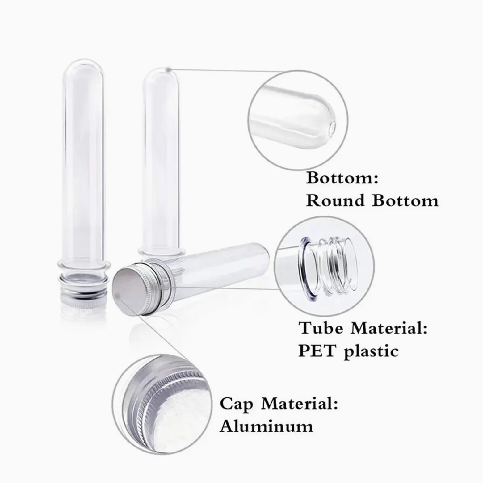 MENGKE 50 tubos de ensayo de plástico transparente con tapas, 40 ml, for experimentos científicos, fiestas, decoración del hogar y almacenamiento de dulces.
