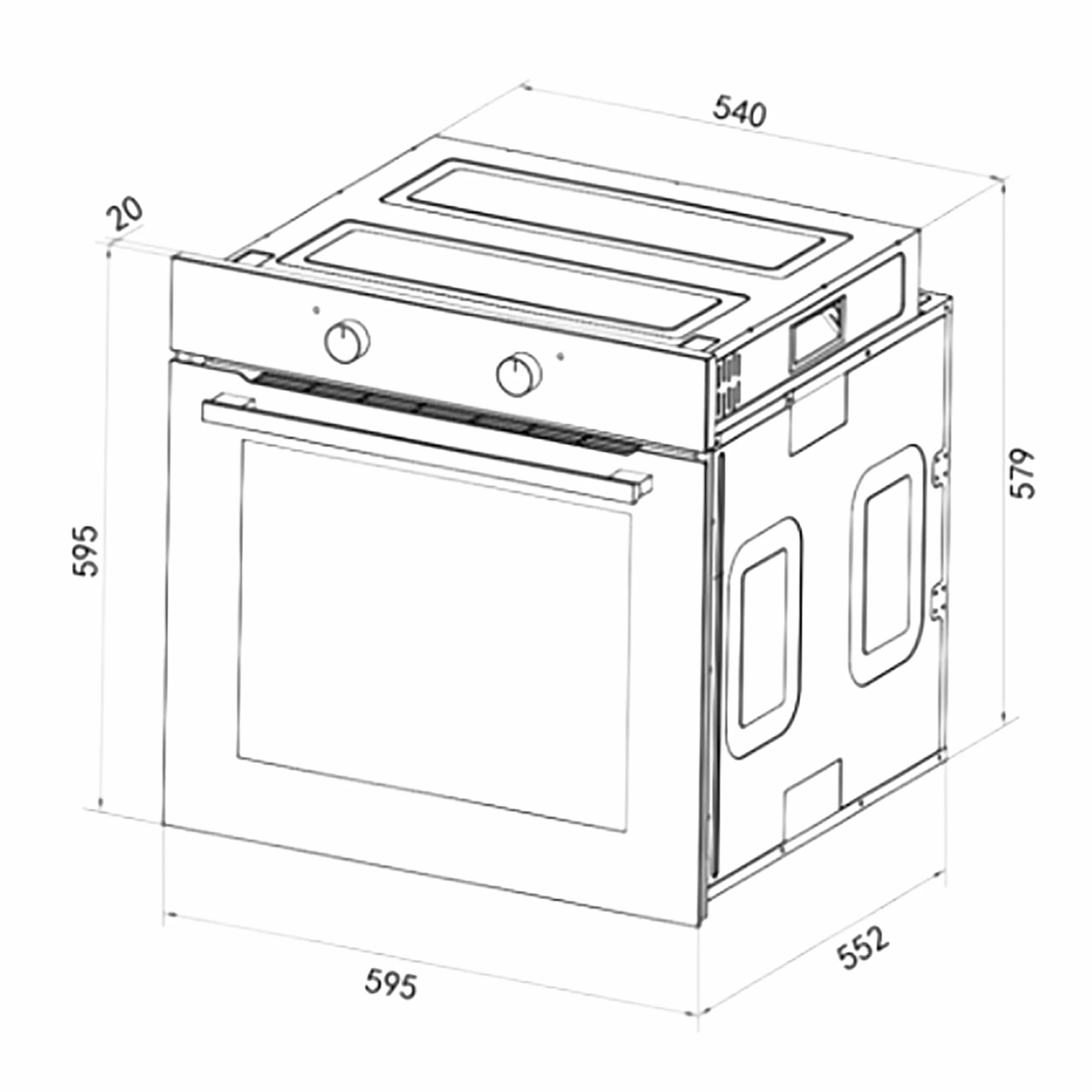 Cecotec Horno Integrable Convencional 80L Bolero Hexa C126400 2800W 5 Funciones Steam EasyClean Puerta Fría