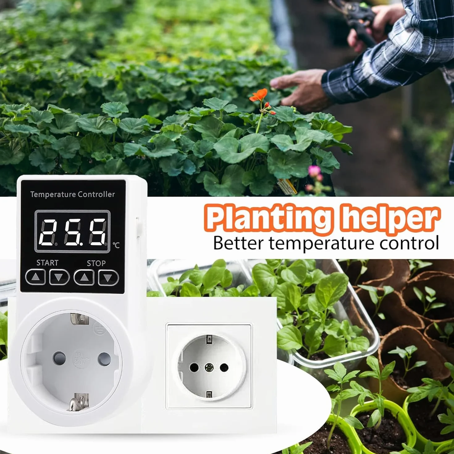Enchufe termostático con sonda, regulador de temperatura digital LCD para frigorífico, invernadero, acuario