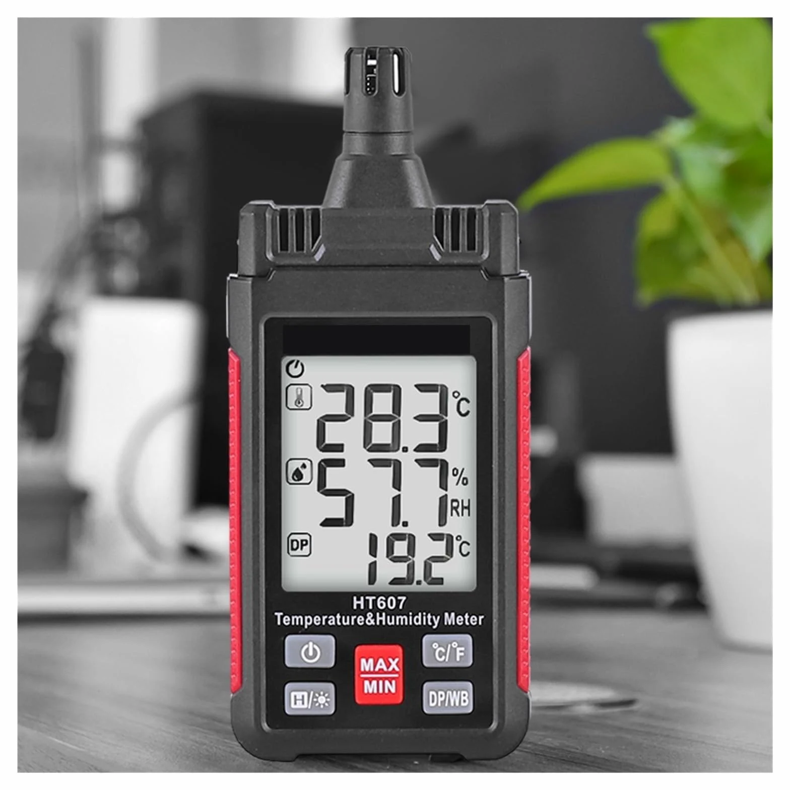 Termohigrómetro digital HT607 con punto de rocío y monitor de temperatura de bulbo húmedo for uso doméstico, invernadero, laboratorio y granja