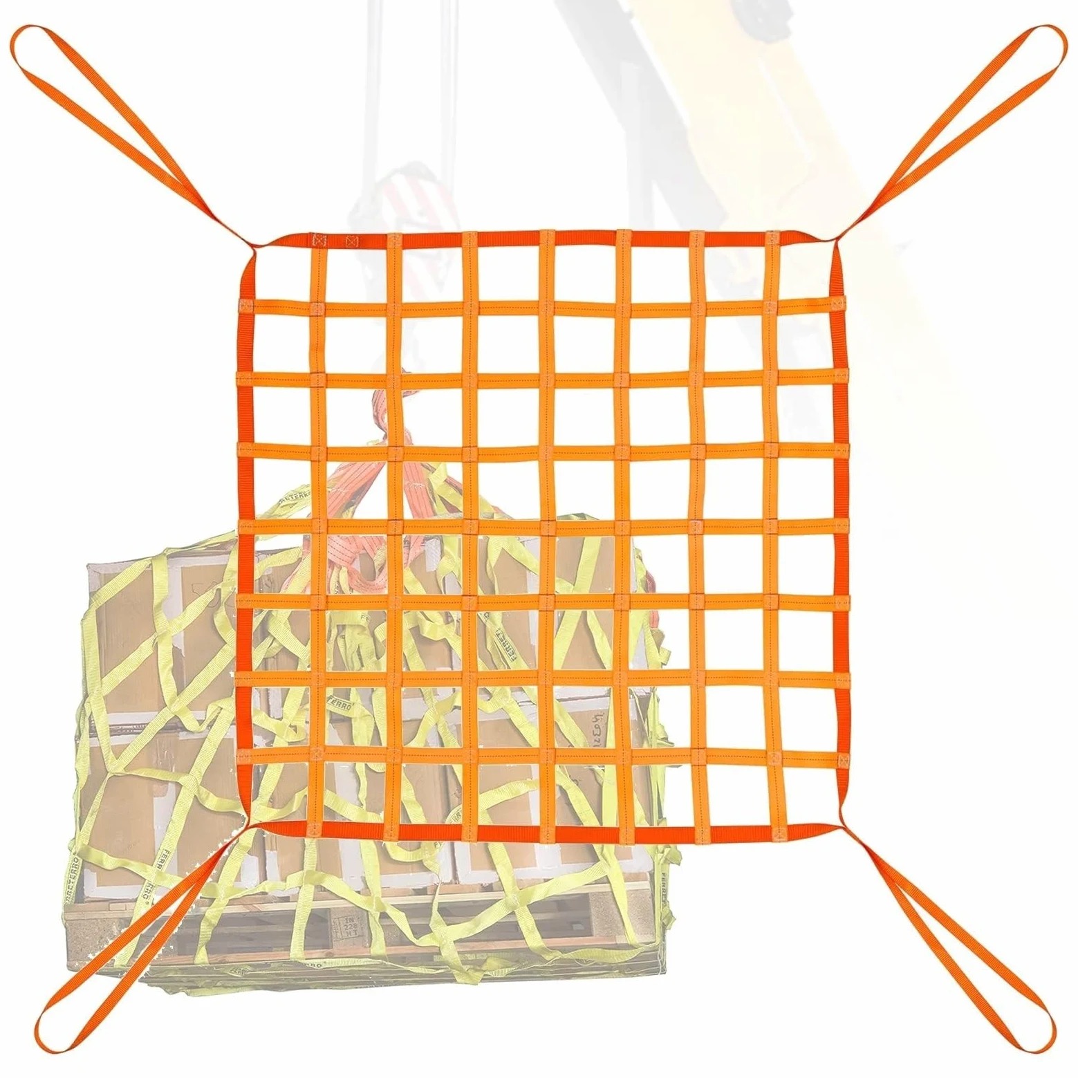 Red De Elevación De Carga De Poliéster - Cinta De Malla De Elevación Resistente Al Desgarro, Red De Elevación De Cuerda Duradera, Bolsa De Elevación De Carga(1.5 X 1.5M/Mesh 10cm/Load 2t)