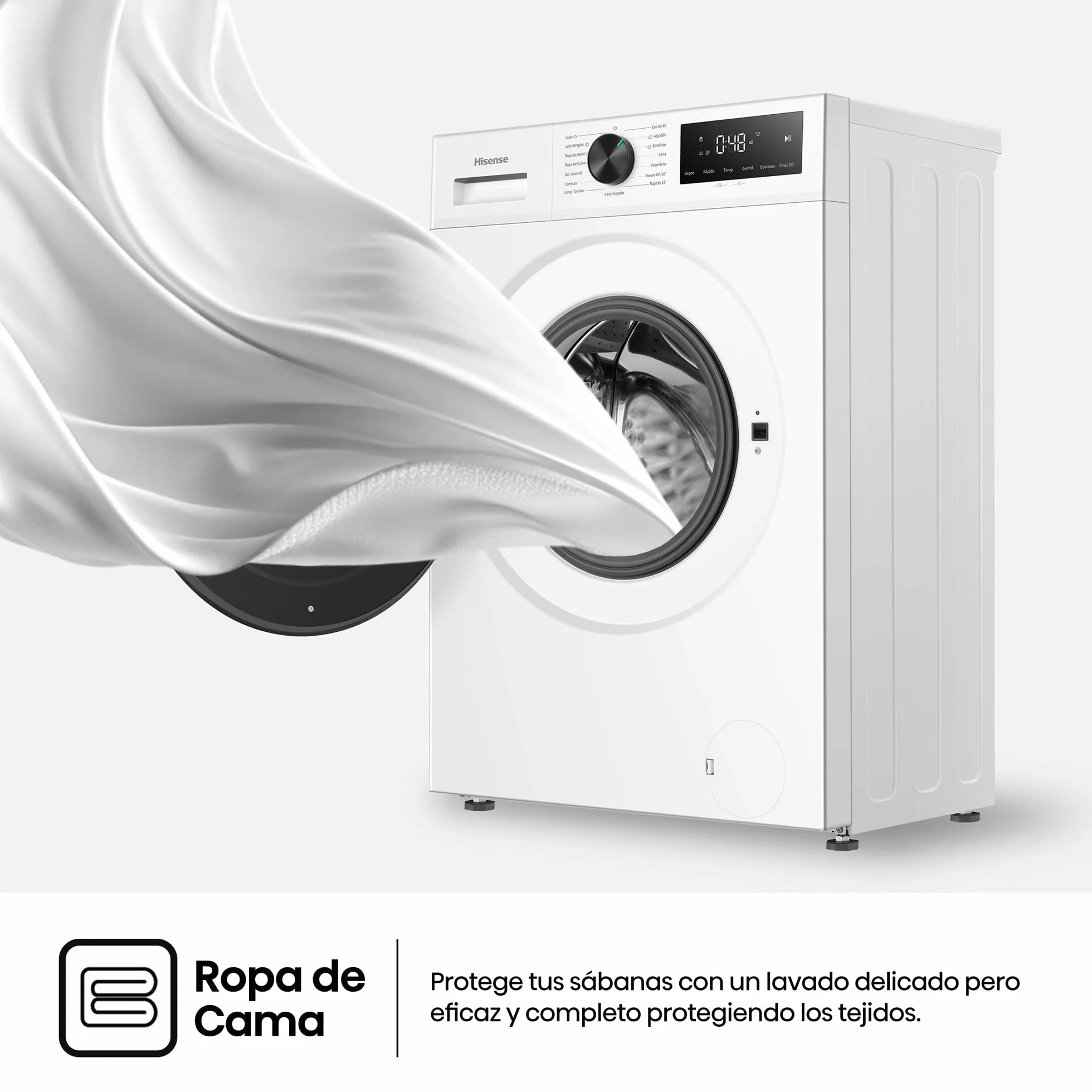 Hisense Lavadora 7Kg 1200 rpm Clase A Fondo 44cm Vapor 99,9% Blanco
