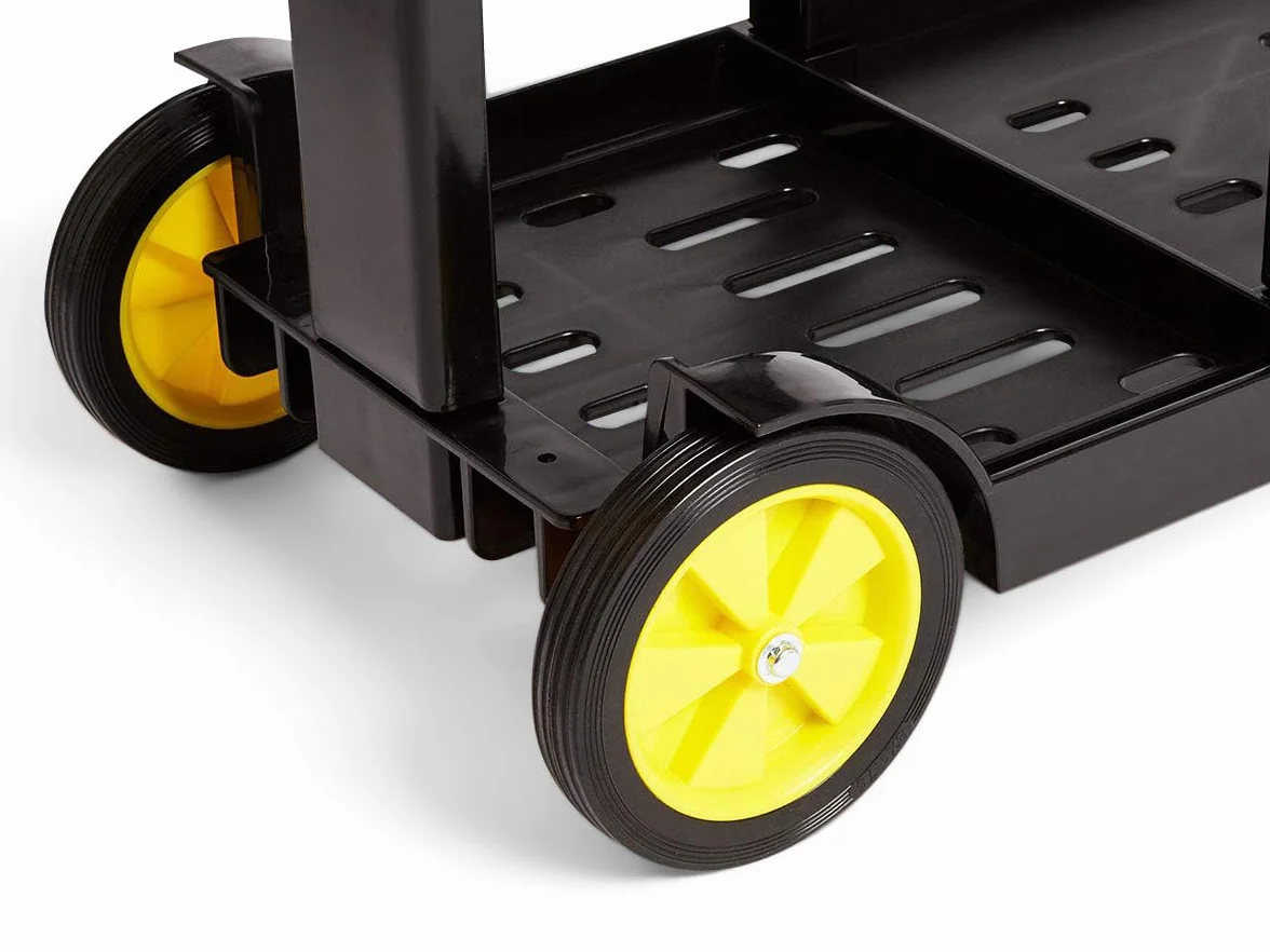 Amazon Basics Carro de limpieza con bolsa con cremallera y 2 estantes, Negro/Amarillo