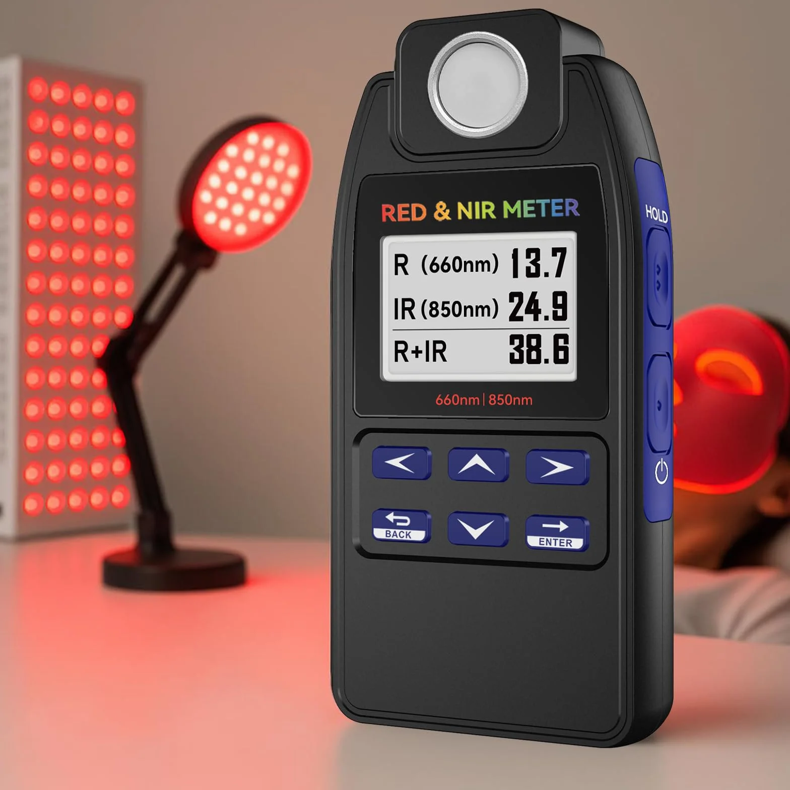 AH-DRNIR Medidor de Irradiancia Luz Roja NIR 660nm 850nm Radiómetro Doble Longitud de Onda