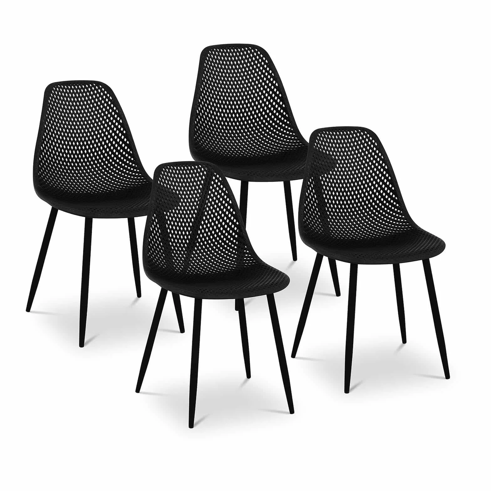 Fromm & Starck Set Sillas para Sala De Espera Cocina Asiento Star_Seat_13 (4 Unidades, hasta 150 kg, Asiento de 46 x 51,5 cm, Color: Negro)
