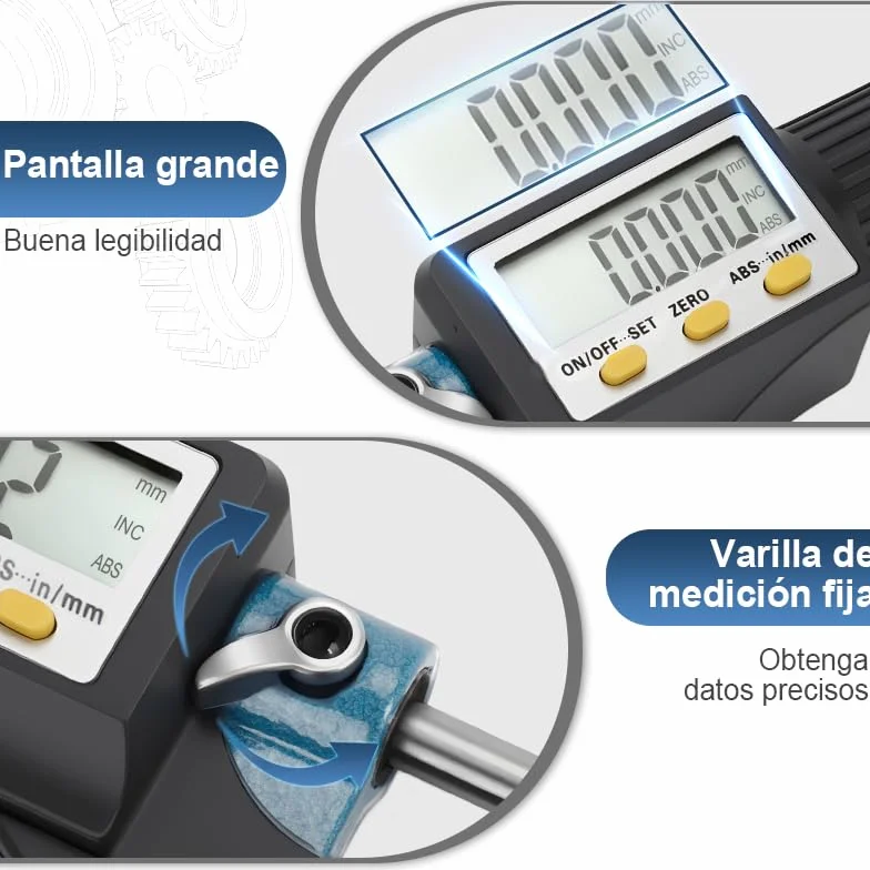 Beslands Digital Micrómetro 0-25mm Precisión 0.001mm Calibre Electrónico Herramientas de Medición