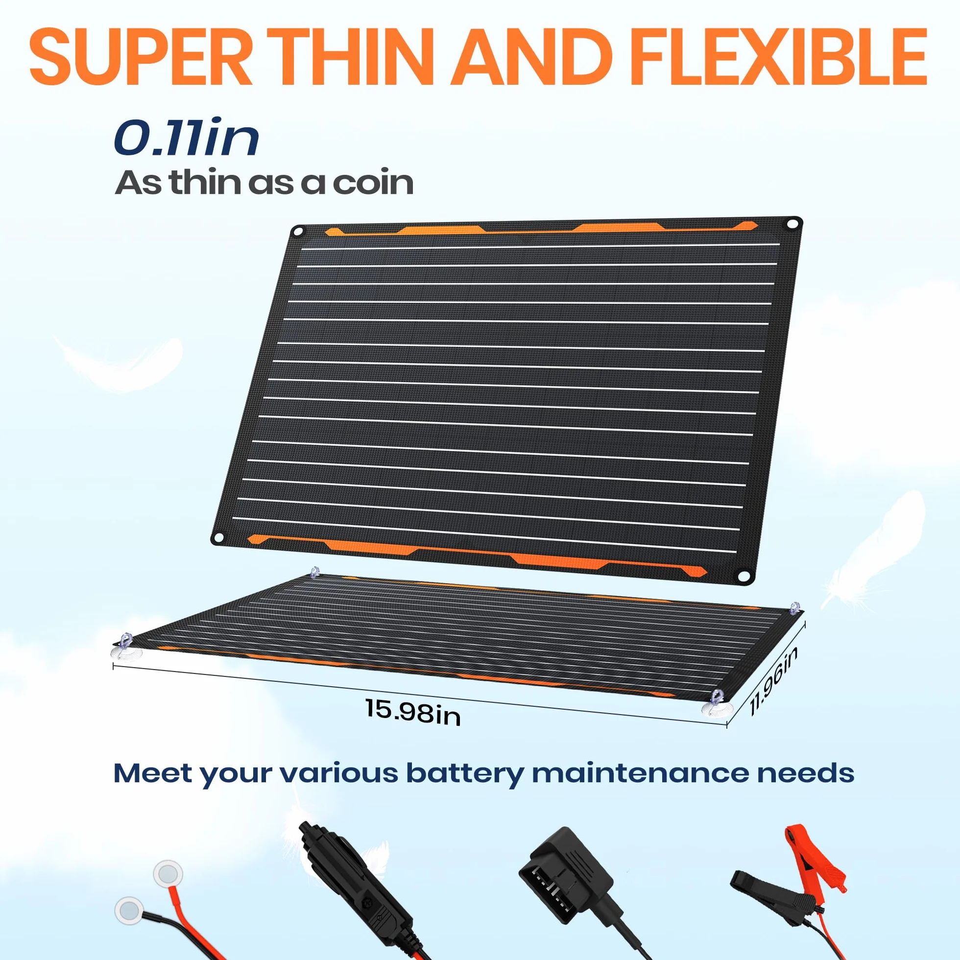 Cargador de baterías solares 12V 20W IP67 impermeable con cable SAE para automóviles barcos motocicletas