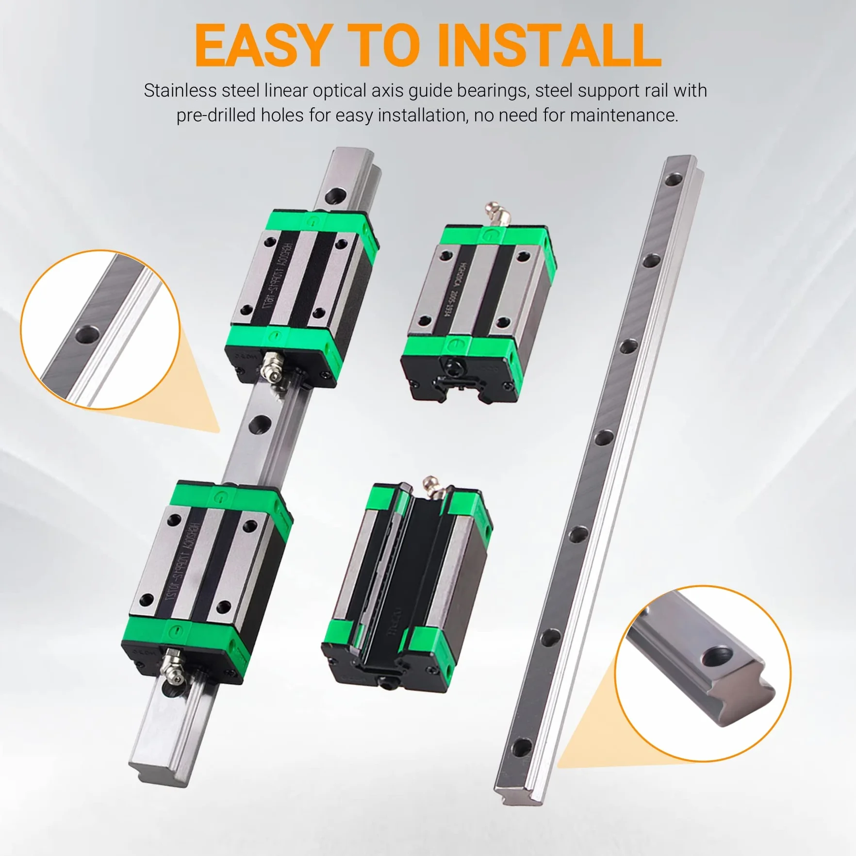 Set de 2 guías lineales HGR25 1200 mm con 4 bloques HGH25CA y cubierta C6 para impresora 3D CNC