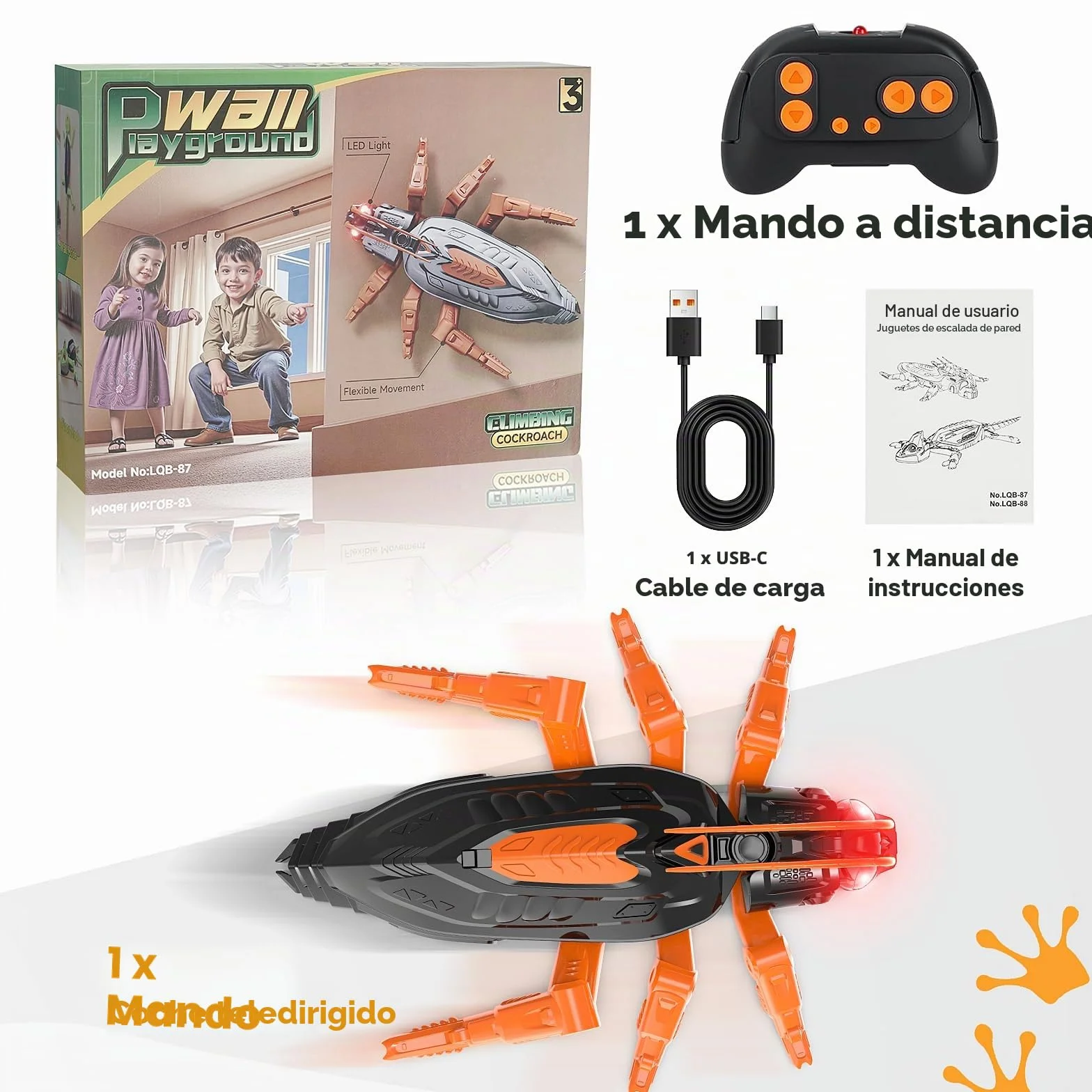 Gerbala Cucaracha Teledirigido Robot Juguetes, Arrastrándose por Paredes y Techos, Ojos LED Brillantes, Regalo para Niños 3+ Años