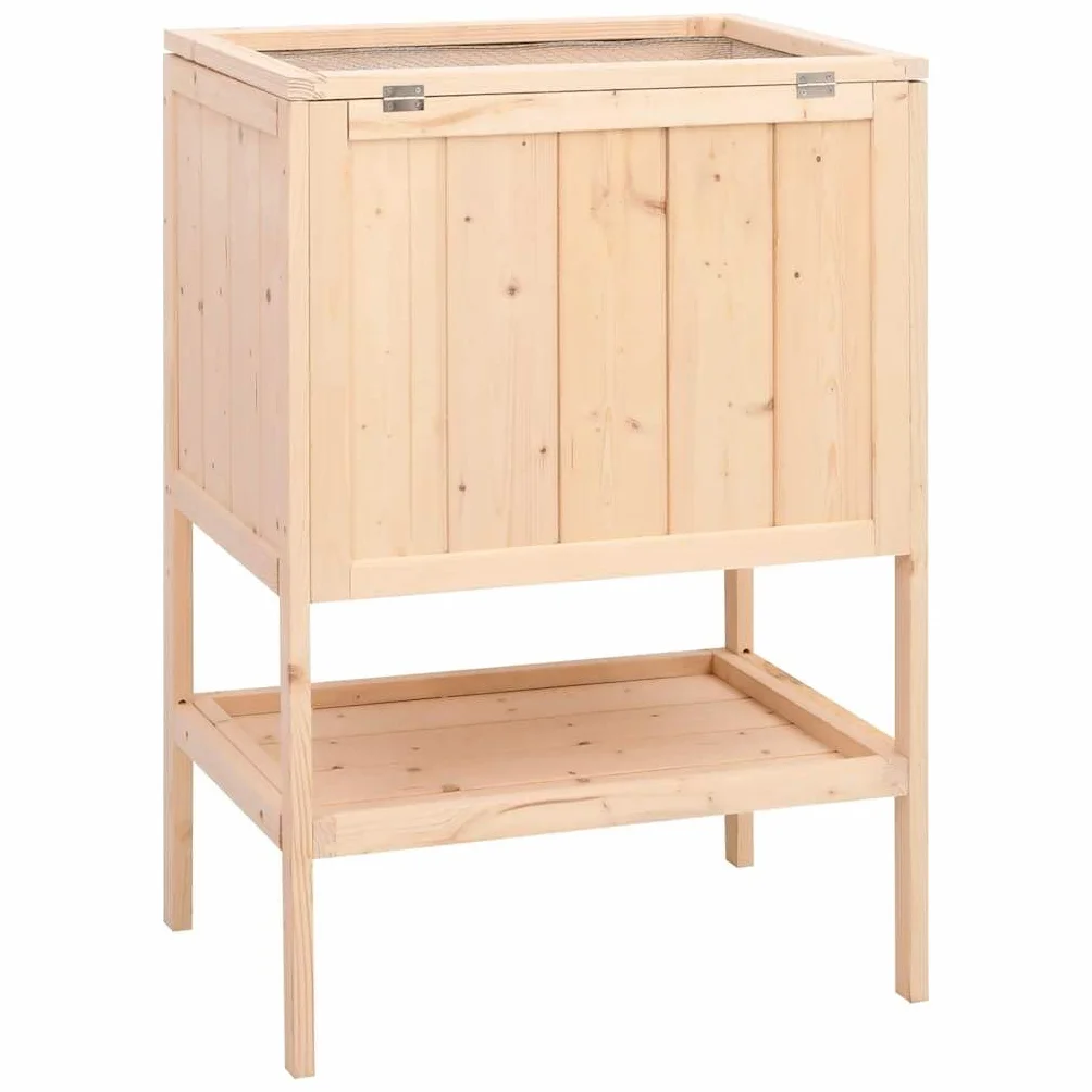 Jaula hámster madera maciza abeto 55x40x80 cm con escalera de dos niveles, techo rejilla metálica abierta, frontal acrílico transparente, estante de almacenamiento, para hámster Gerbille