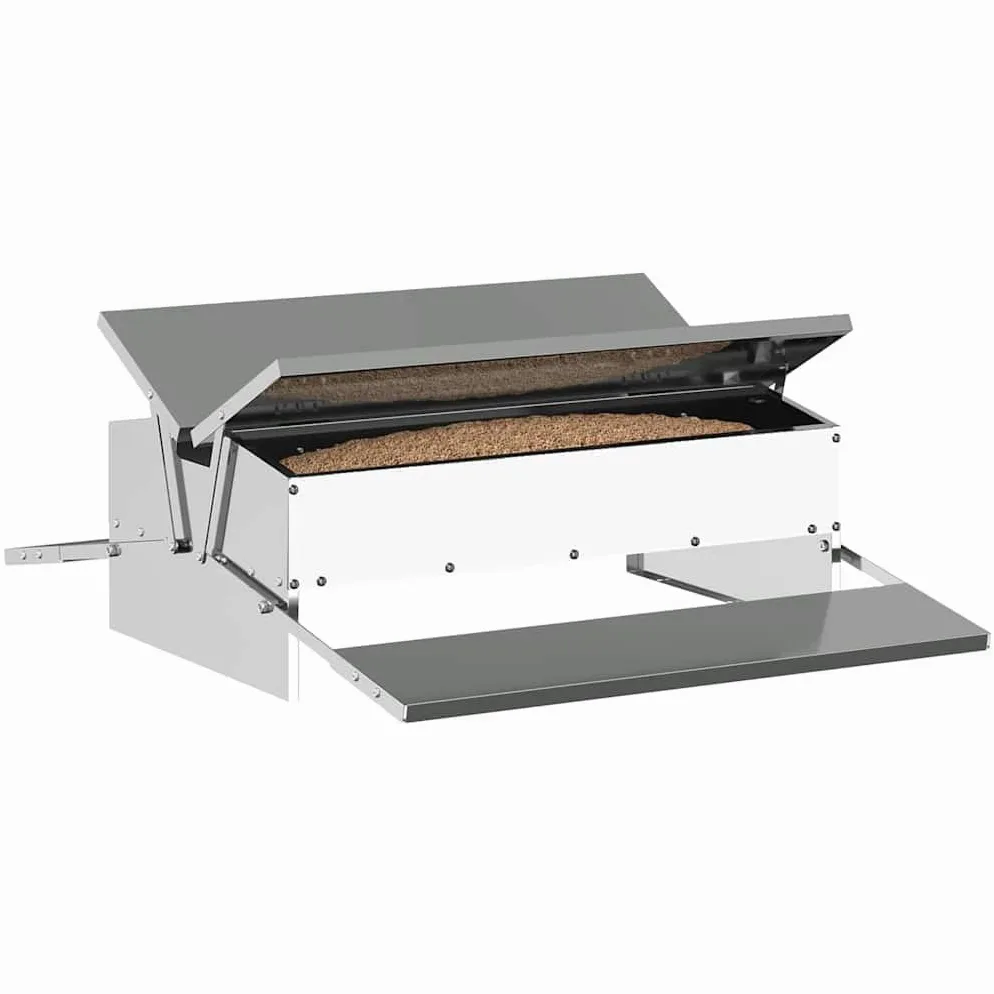 Mangloder - Alimentador para gallinas de acero galvanizado plateado, 75 x 53 x 20,5 cm, capacidad de 10 kg, comedero para interior y exterior, resistente a la intemperie y al agua para alimentación