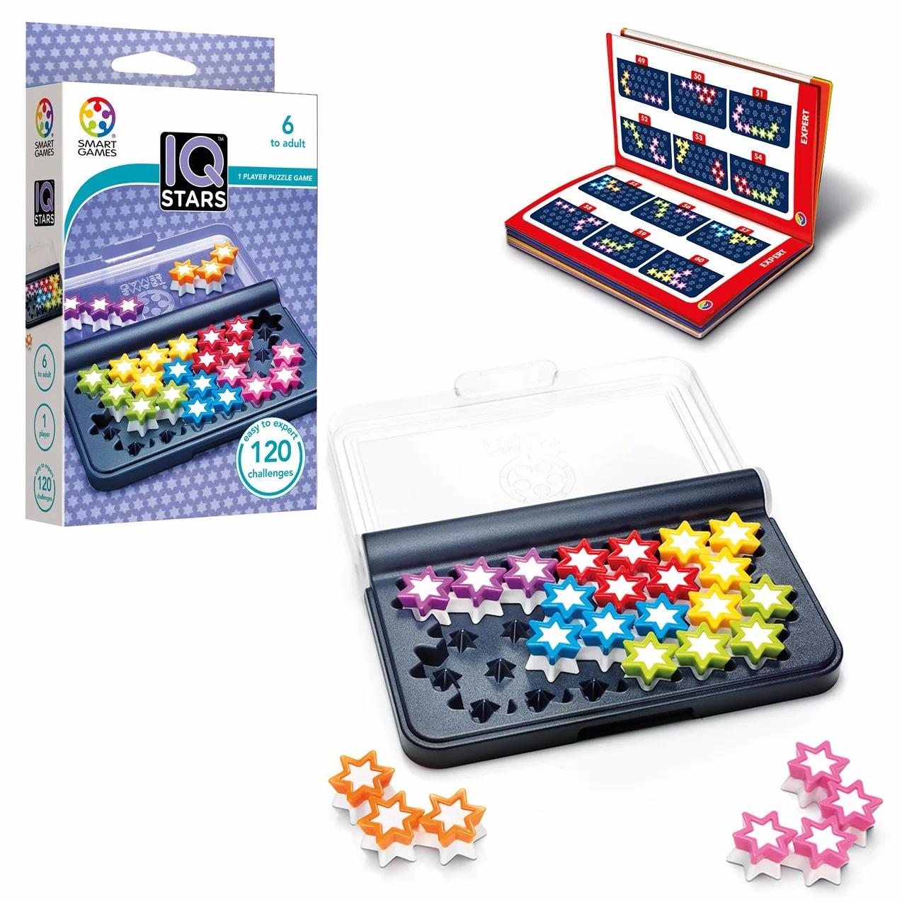 SmartGames IQ Stars Rompecabezas 120 Desafíos Juegos Educativos 6 Años+