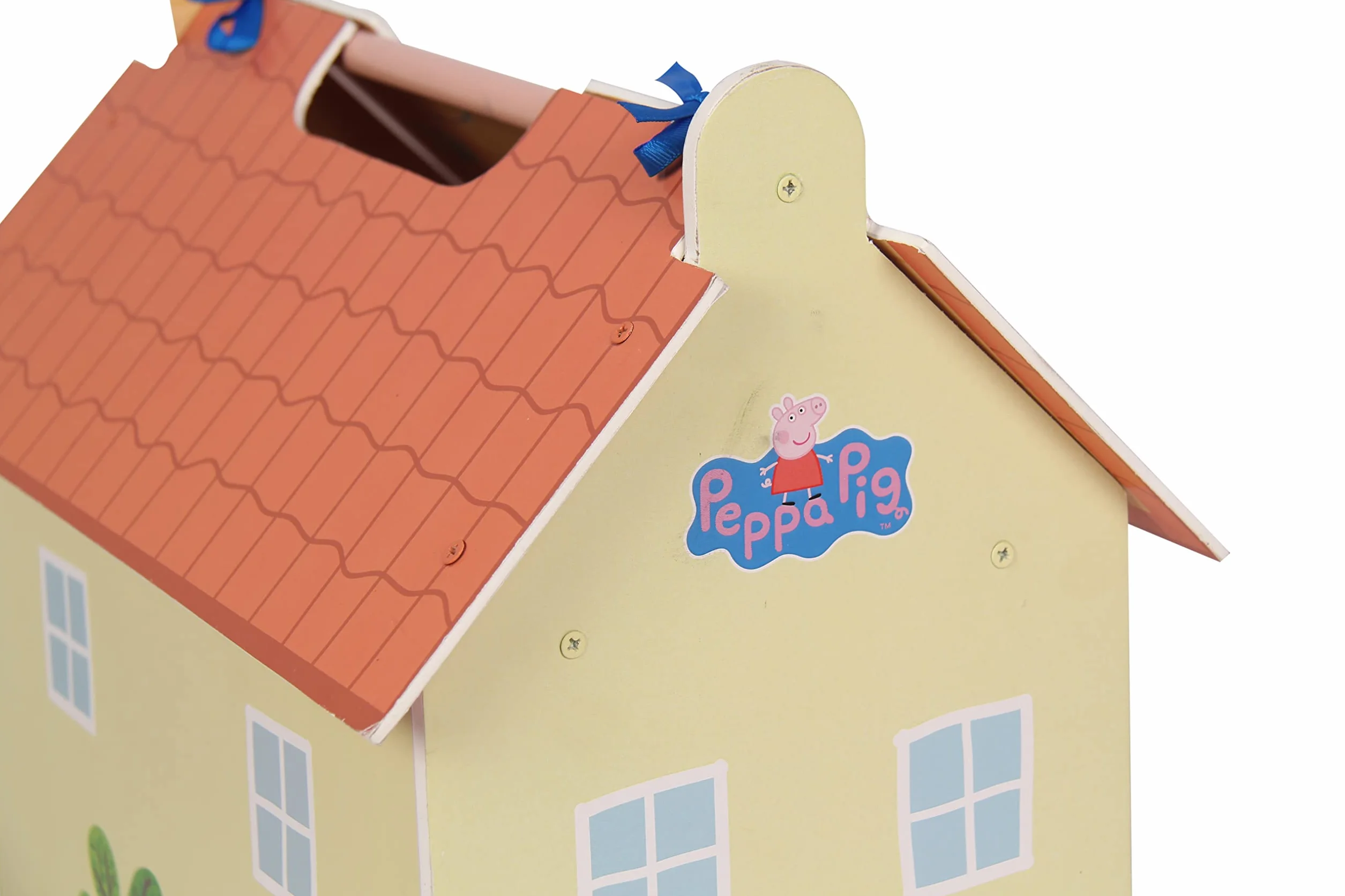 Peppa Pig Casita de Madera 2 Pisos con Buhardilla y Jardín 39x34,5x18 cm 7 Accesorios 4 Personajes