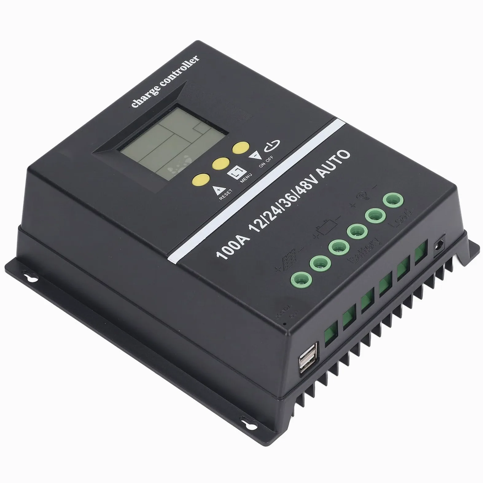 Controlador de Carga Solar MPPT 100A 12V 24V 36V 48V Identificación Automática Controlador de Carga del Regulador Solar USB Dual con Pantalla LCD
