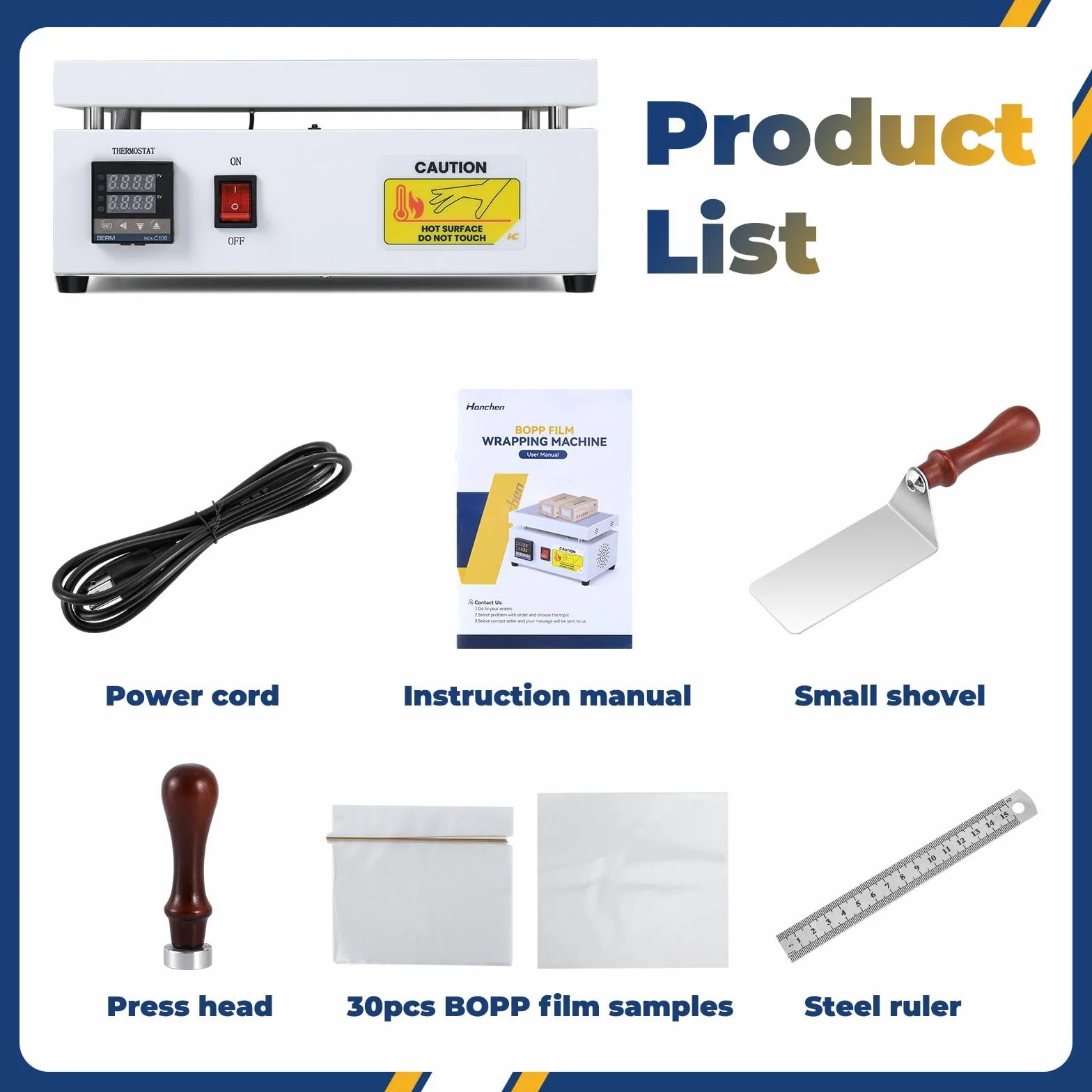 Hanchen Máquina de embalaje de celofán, máquina de sellado manual para calefacción de escritorio, para perfume BOPP, cosméticos, caja de póquer, lámina de sellado térmico de PVC (200 x 300 mm)