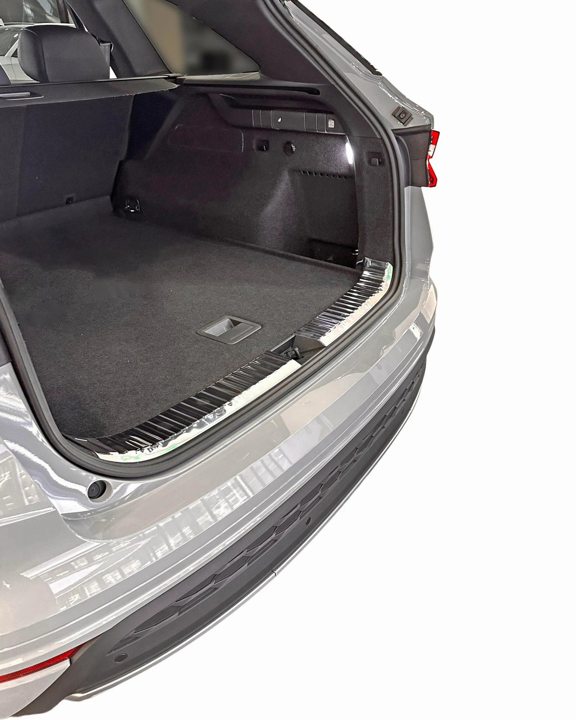 RECAMBO Protector de borde de carga de acero inoxidable interior cromado apto para Skoda Kodiaq II a partir de 2024 – Protección contra arañazos, contorno perfecto, acero inoxidable, base de cinta