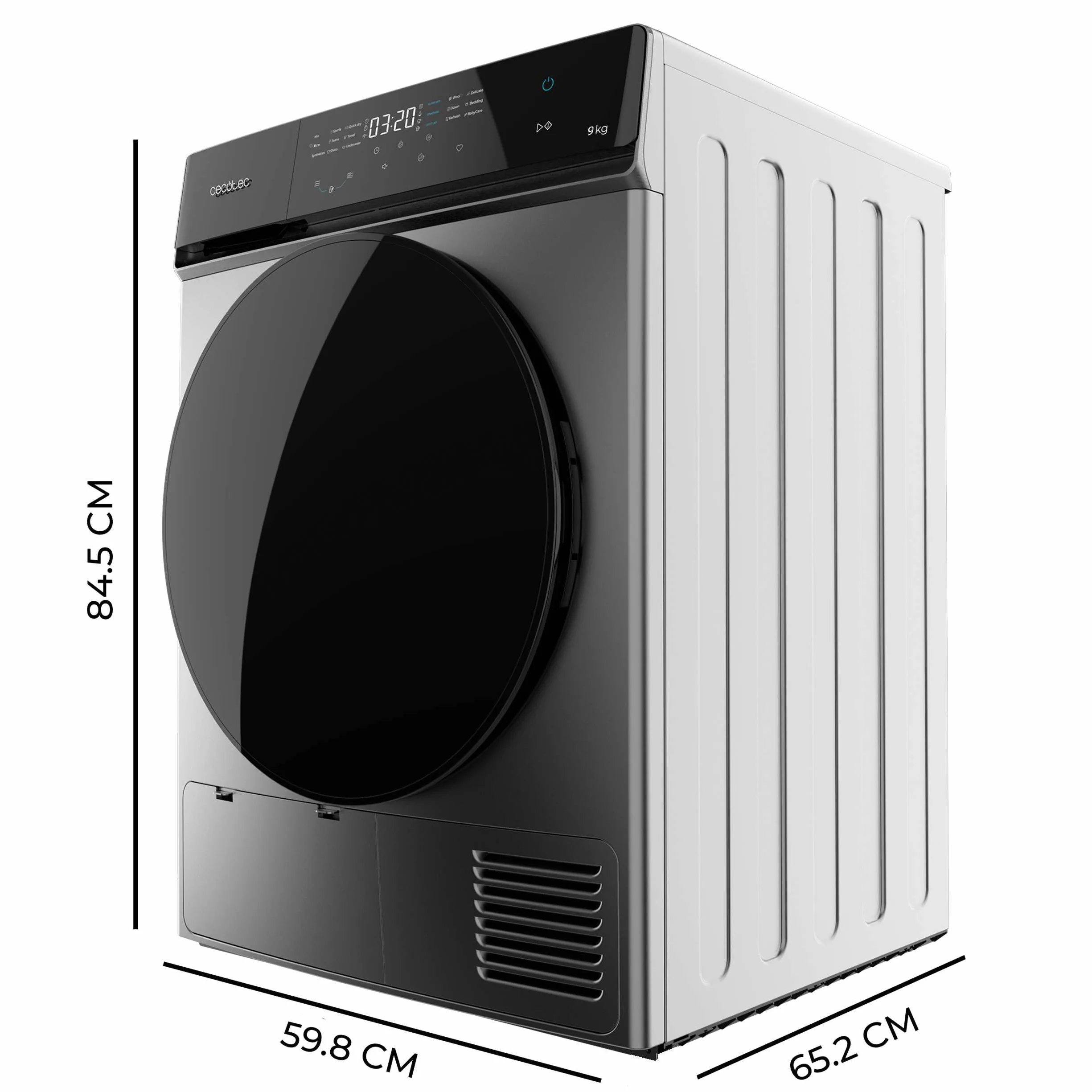 Cecotec Secadora de Bomba de Calor 9kg Bolero DressCode Dry 9400 Inverter Steel A+++