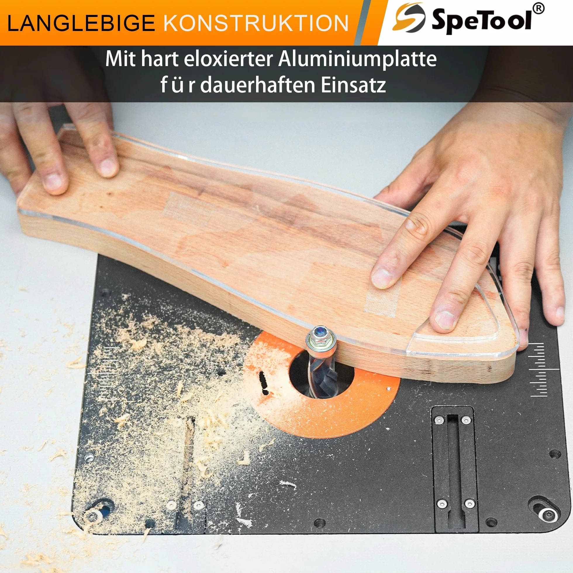 SpeTool Elevador de fresado para fresadoras superiores con 65 mm de diámetro y 107 mm de diámetro, elevador de fresado de aluminio con plantilla de bricolaje y 3 anillos magnéticos, placa de fresado