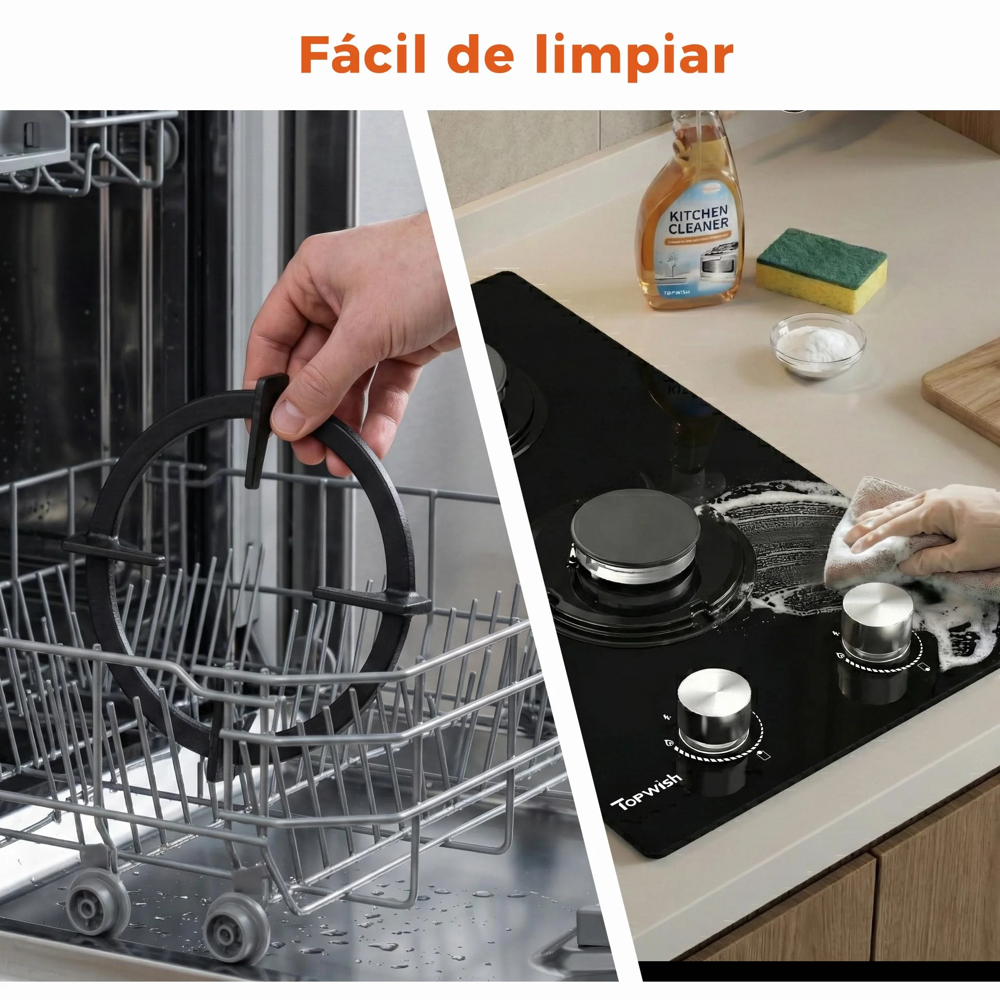 TOPWISH Placa de Gas Butano 2 Fuegos 4750W 30cm NG/LPG Convertible