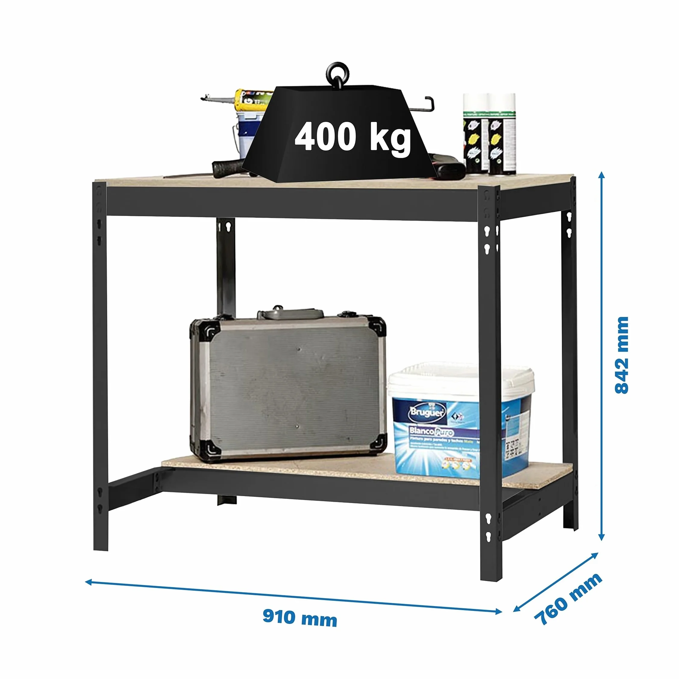 Simon Rack Mesa de Trabajo Taller 910x760 mm 400 kg Antracita/Madera BT-0