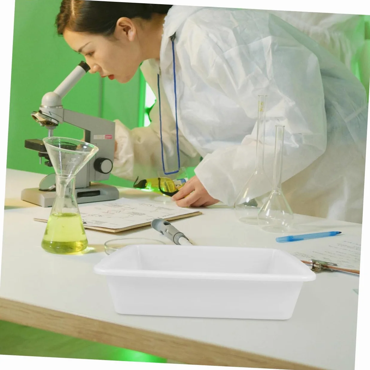 Bandeja De Laboratorio Multifuncional Rectangular 24x17x6,5 Cm, Resistente a Ácidos y Bases, Bandeja De Mezcla Anti-fugas Para Experimentos Químicos y Enseñanza Científica